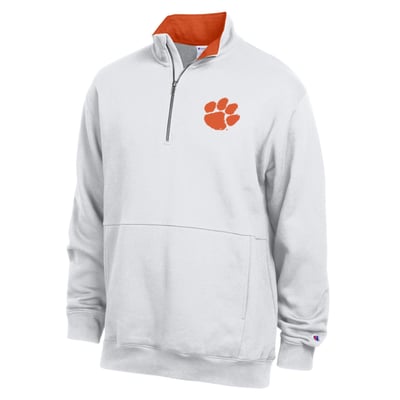 Clemson Tigers Champion Fleece Quarter-Zip Pullover - White