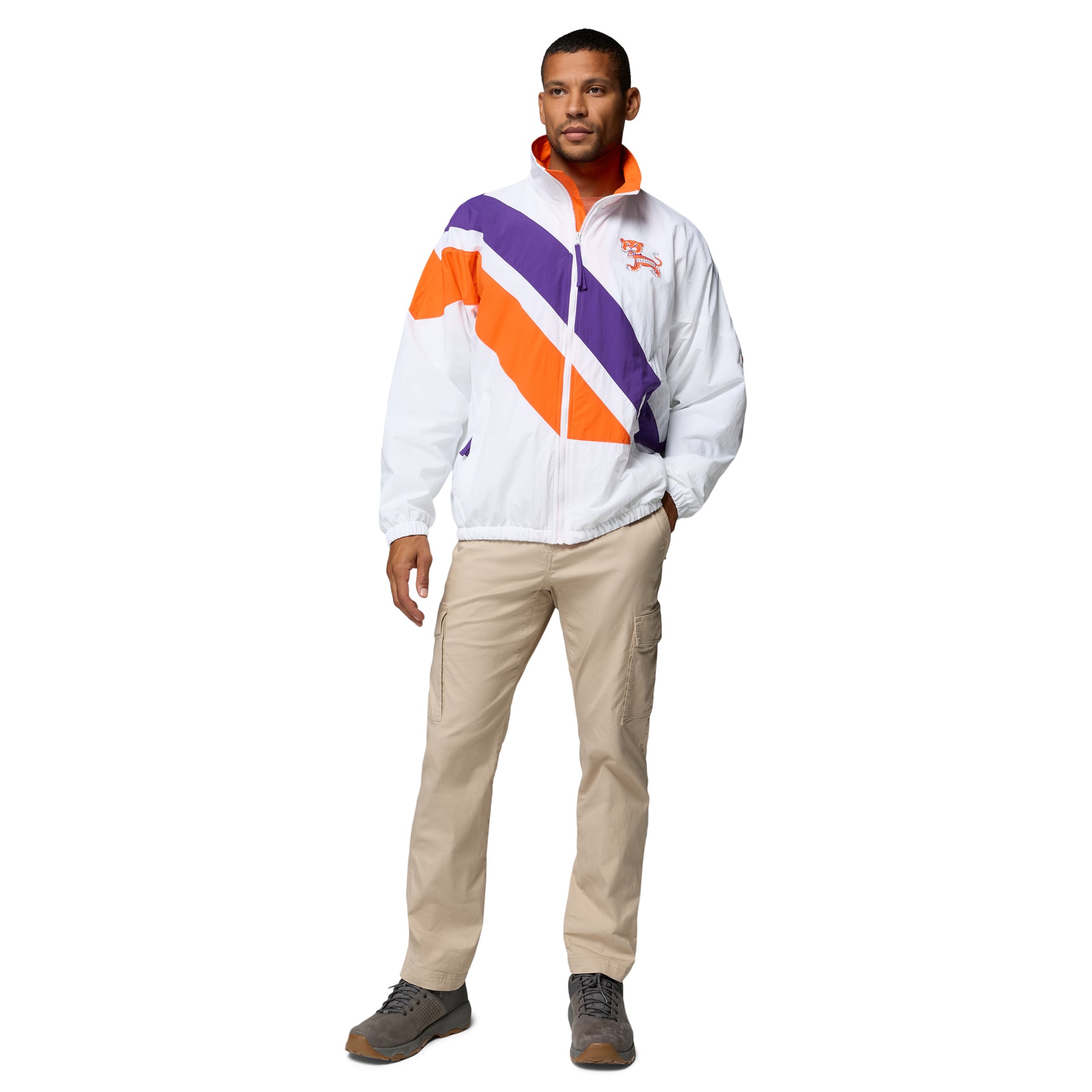 Men's Columbia White Clemson Tigers Reventure Full-Zip Windbreaker Omni-Shield Jacket