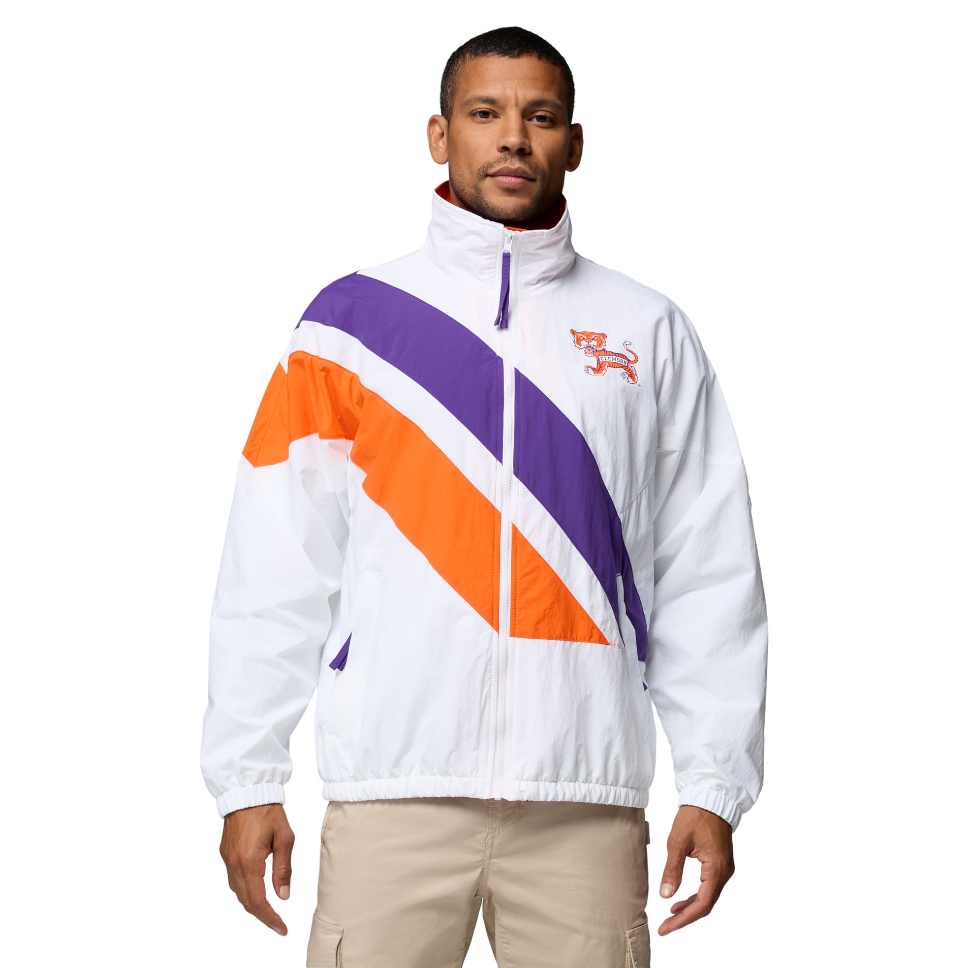 Men's Columbia White Clemson Tigers Reventure Full-Zip Windbreaker Omni-Shield Jacket