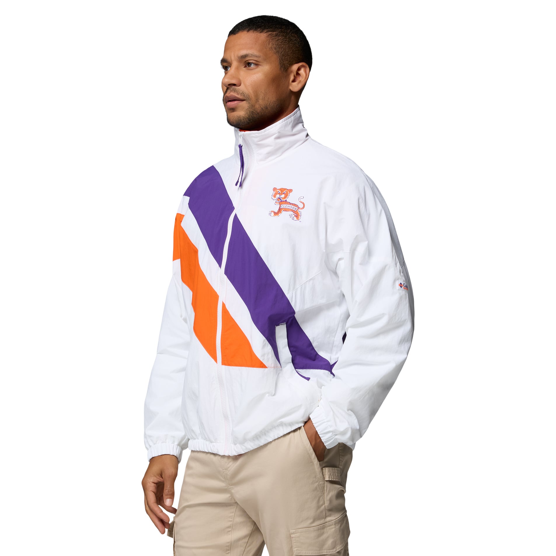 Men's Columbia White Clemson Tigers Reventure Full-Zip Windbreaker Omni-Shield Jacket