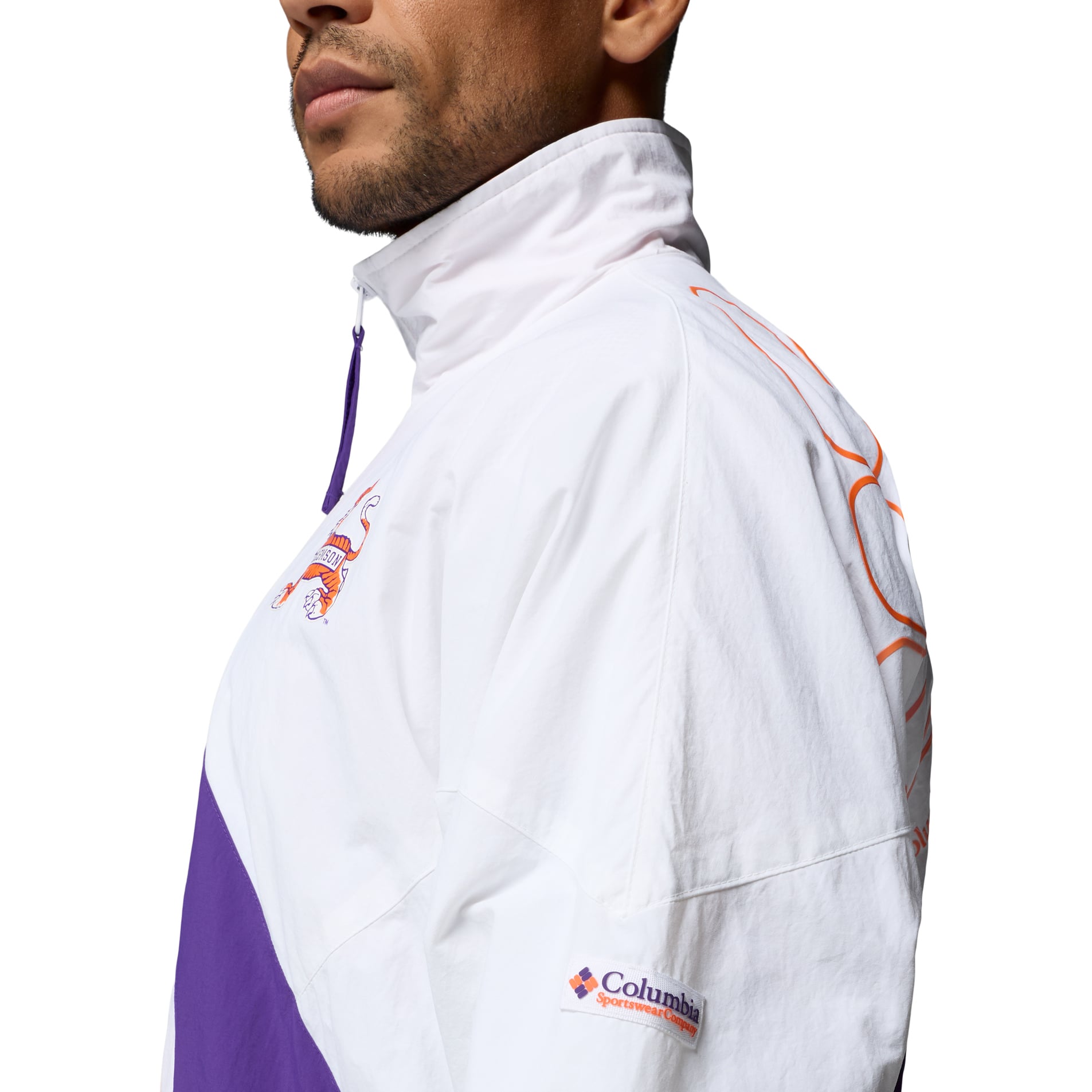Men's Columbia White Clemson Tigers Reventure Full-Zip Windbreaker Omni-Shield Jacket