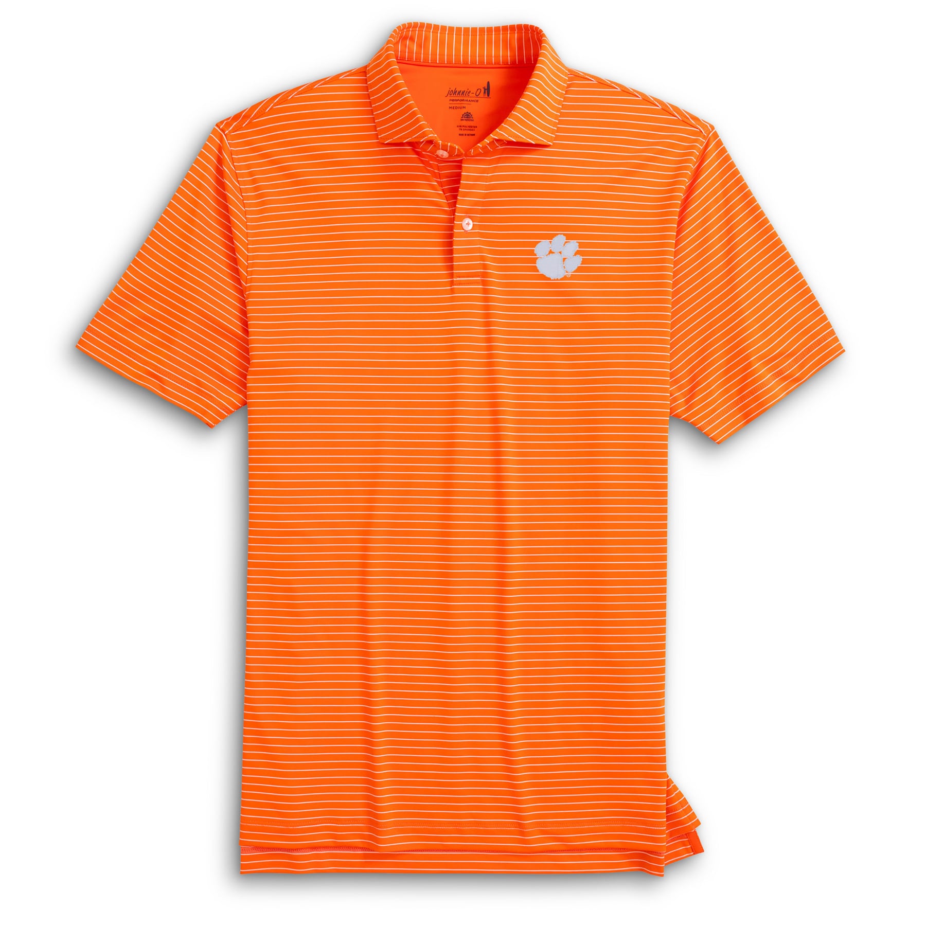 Polo rayé Beau orange johnnie-O pour homme, modèle Clemson Tigers.