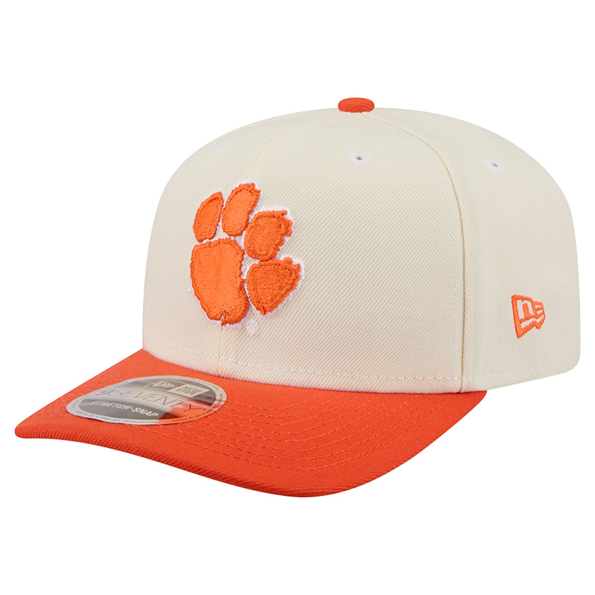 Men's New Era Cream/Orange Clemson Tigers America's 250th 9SEVENTY Adjustable Hat