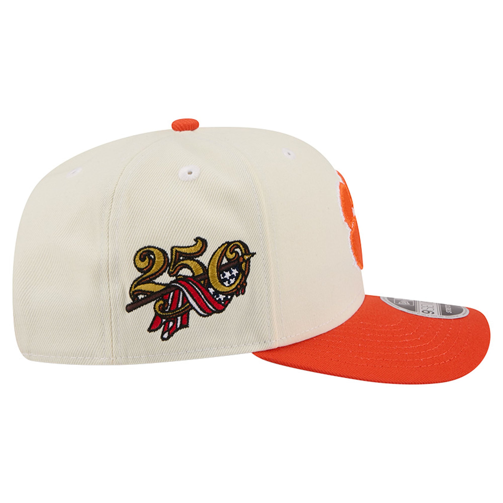 Men's New Era Cream/Orange Clemson Tigers America's 250th 9SEVENTY Adjustable Hat