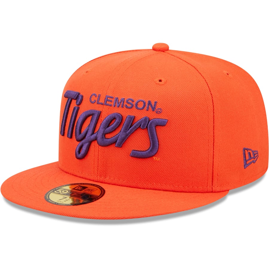 Clemson Script Merchandise Men's New Era Orange Clemson Tigers Script Original 59FIFTY Fitted Hat