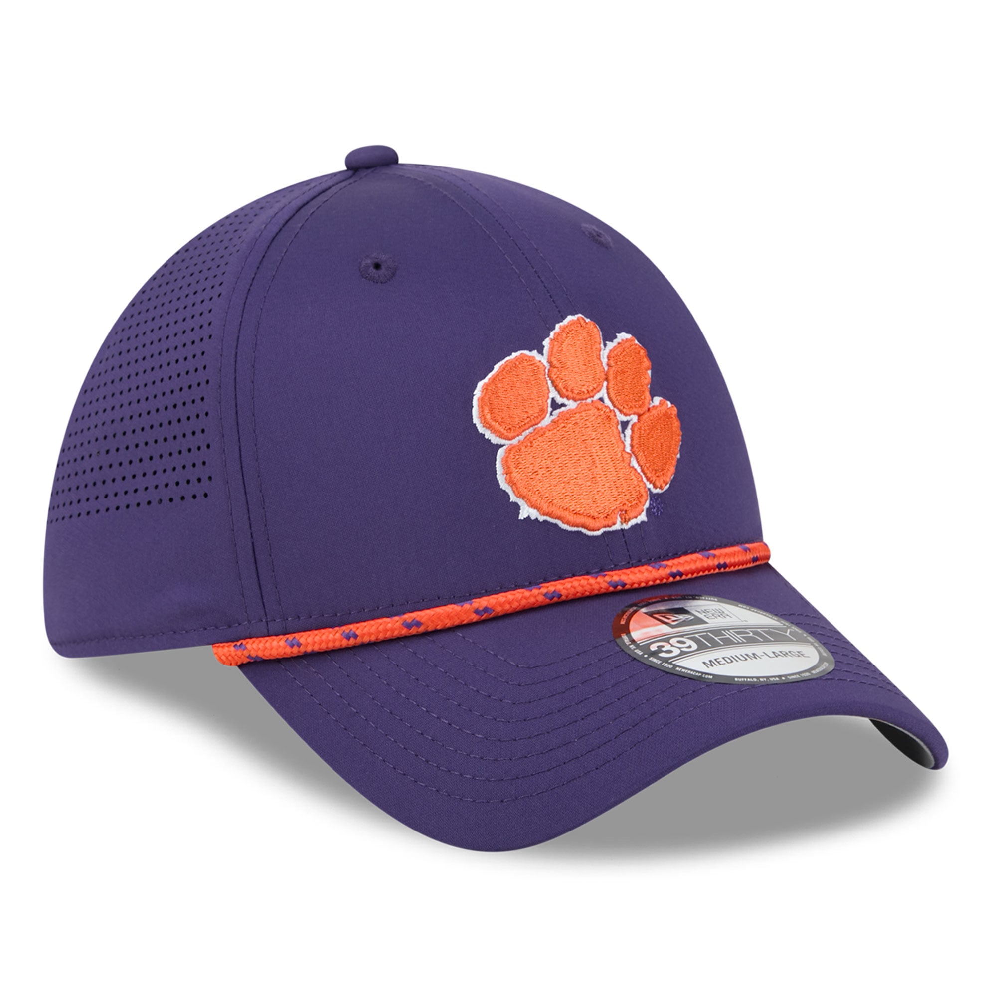 Casquette extensible New Era Clemson Tigers Performance Rope 39THIRTY violette pour homme