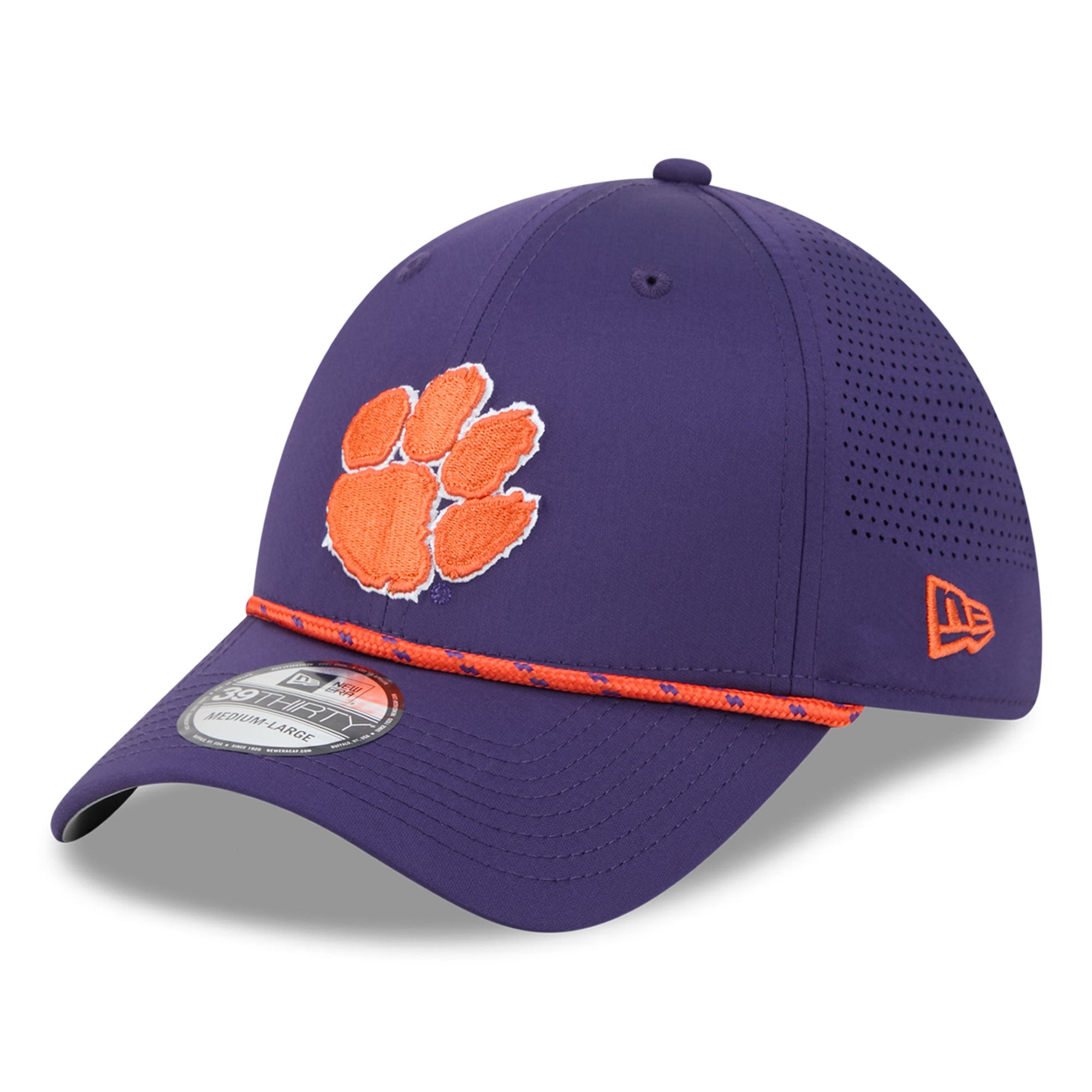 Casquette extensible New Era Clemson Tigers Performance Rope 39THIRTY violette pour homme