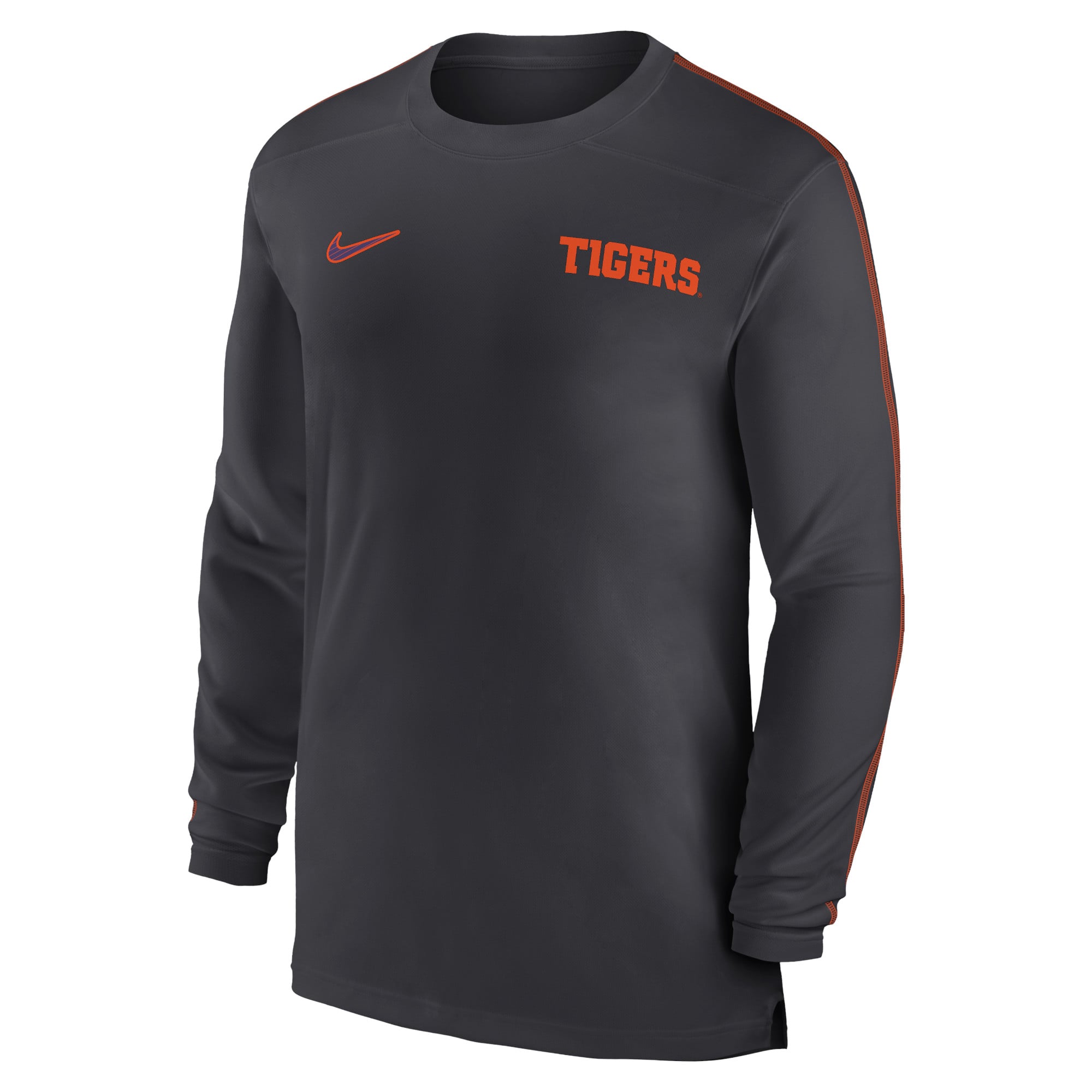 T-shirt à manches longues Nike Orange Clemson Tigers 2024 Sideline Coach UV Performance pour homme