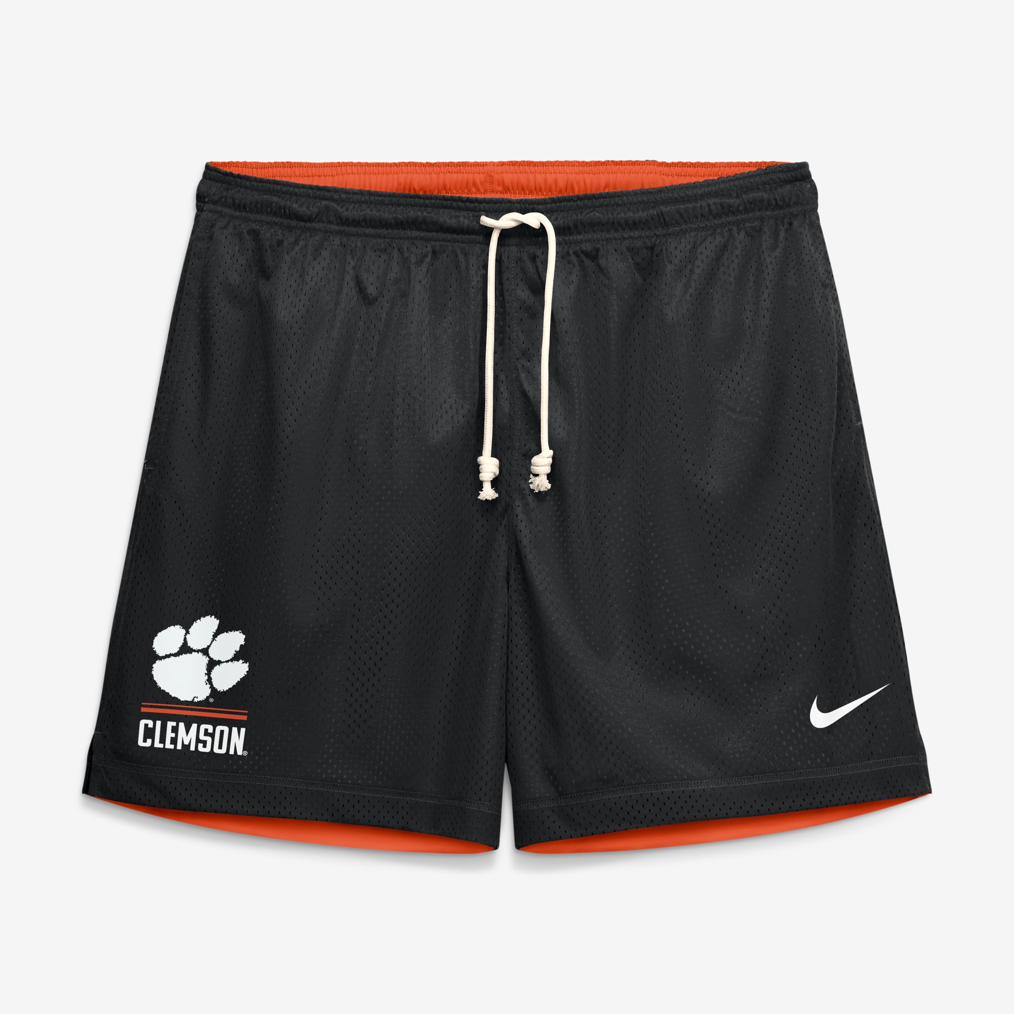 Short réversible Nike Dri-FIT noir et orange Clemson Tigers Courtside pour homme