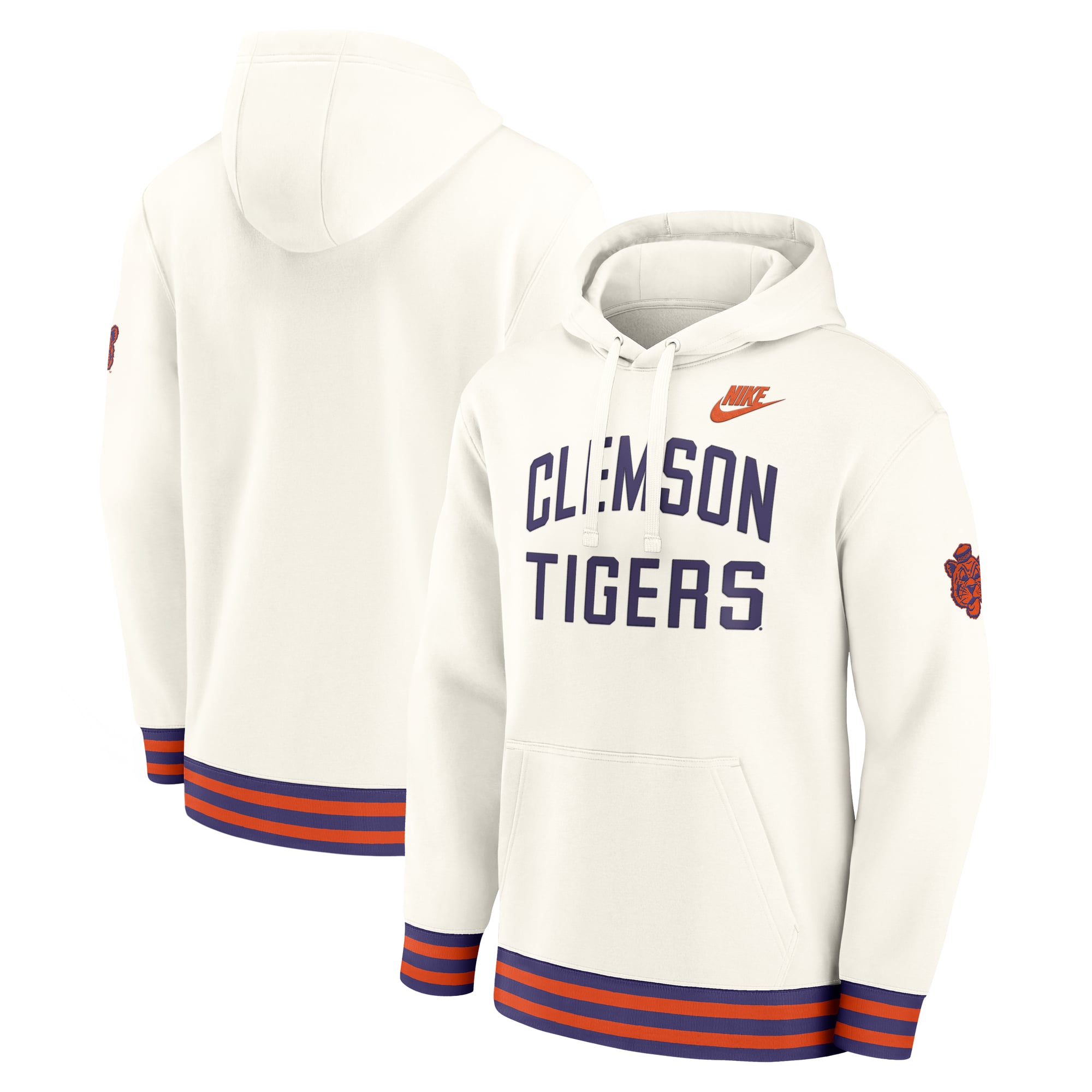 Sweat à capuche rétro Nike Clemson Tigers Legacy couleur crème pour homme