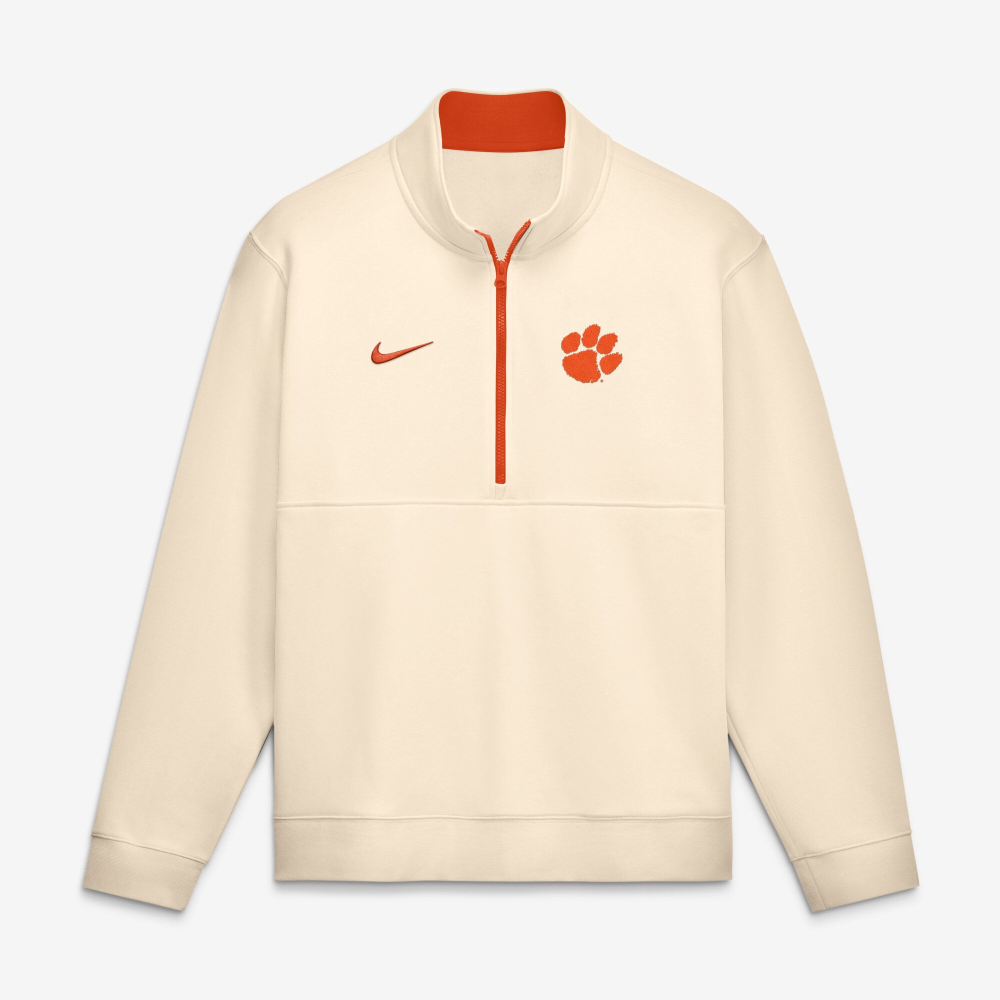 Men's Nike Cream Clemson Tigers Primetime Club Fleece Half-Zip Pullover