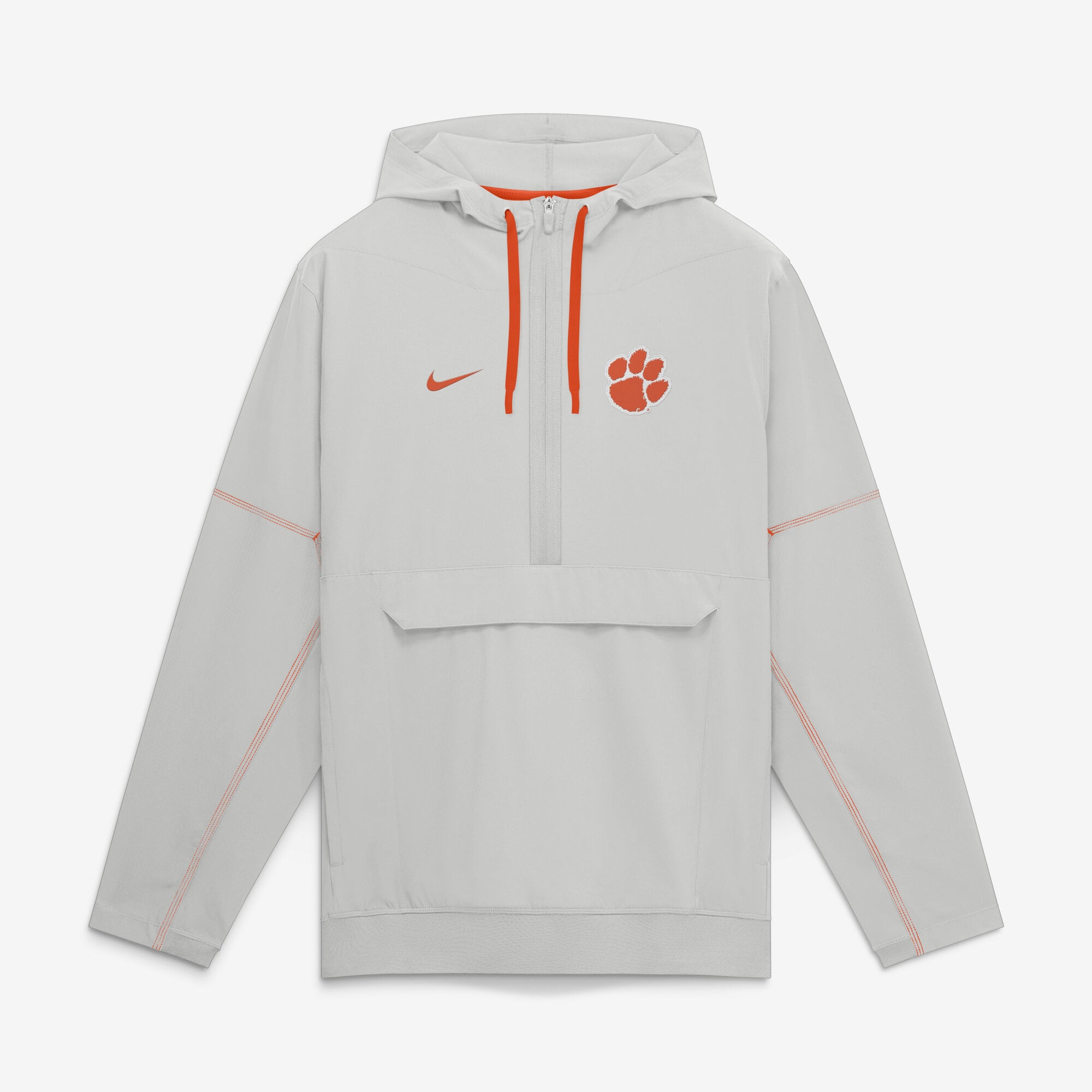 Men's Nike Gray Clemson Tigers 2026 Sideline Anorak Half-Zip Hooded Jacket