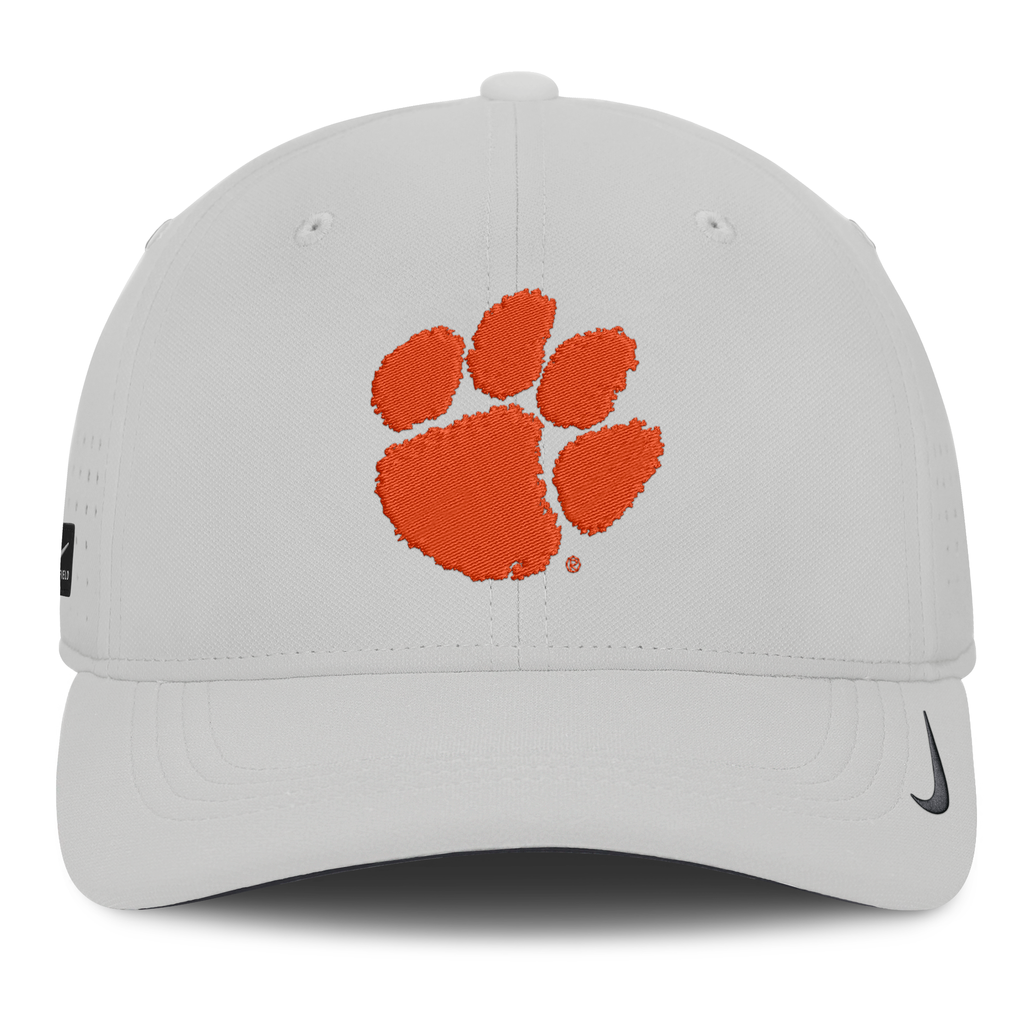 Men's Nike Gray Clemson Tigers 2026 Sideline Practice AeroBill SwooshFlex Dri-FIT Hat