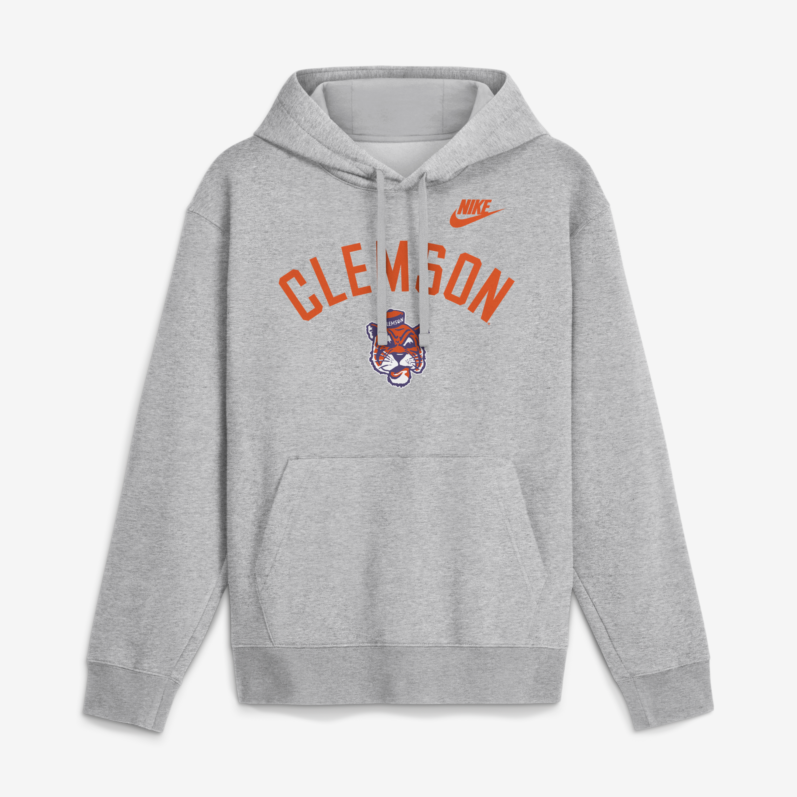 Men's Nike Heather Gray Clemson Tigers Legacy Arch Club Hoodie
