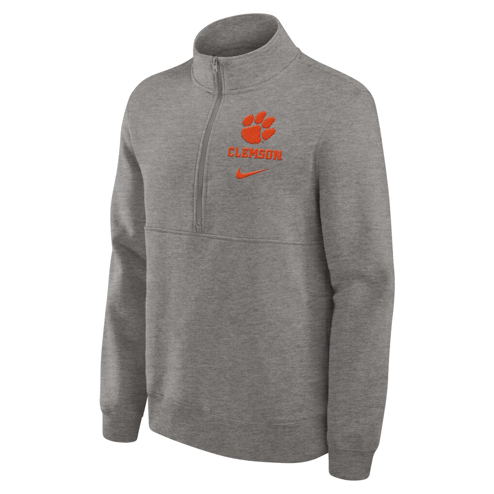 Clemson Tigers Nike Primetime Club Half-Zip Pullover - Heather Gray