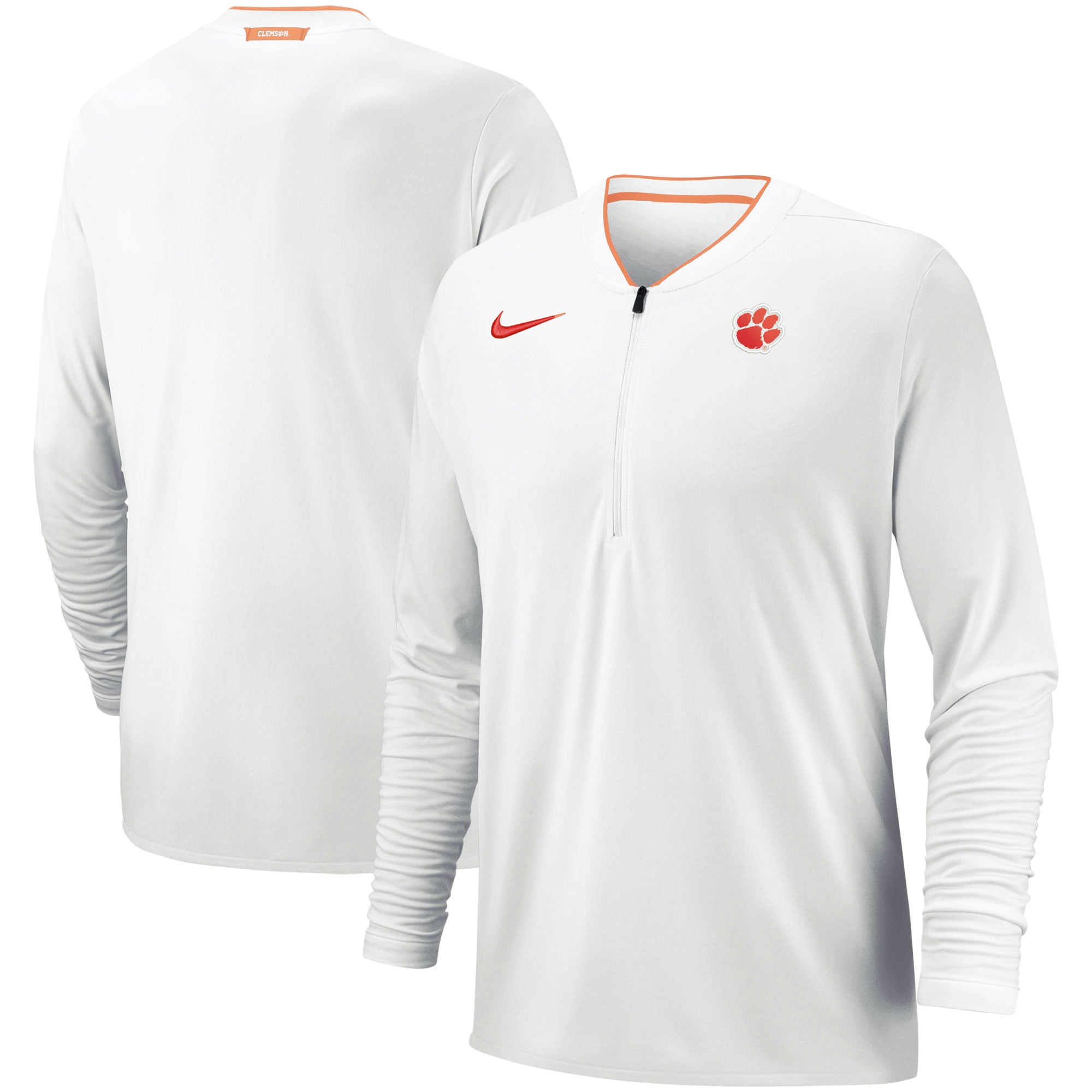 N*n様 開志国際　RED TIGERS 2025 長袖ウォームアップウェア Men's Nike Heathered White Clemson Tigers 2018 Coaches Sideline