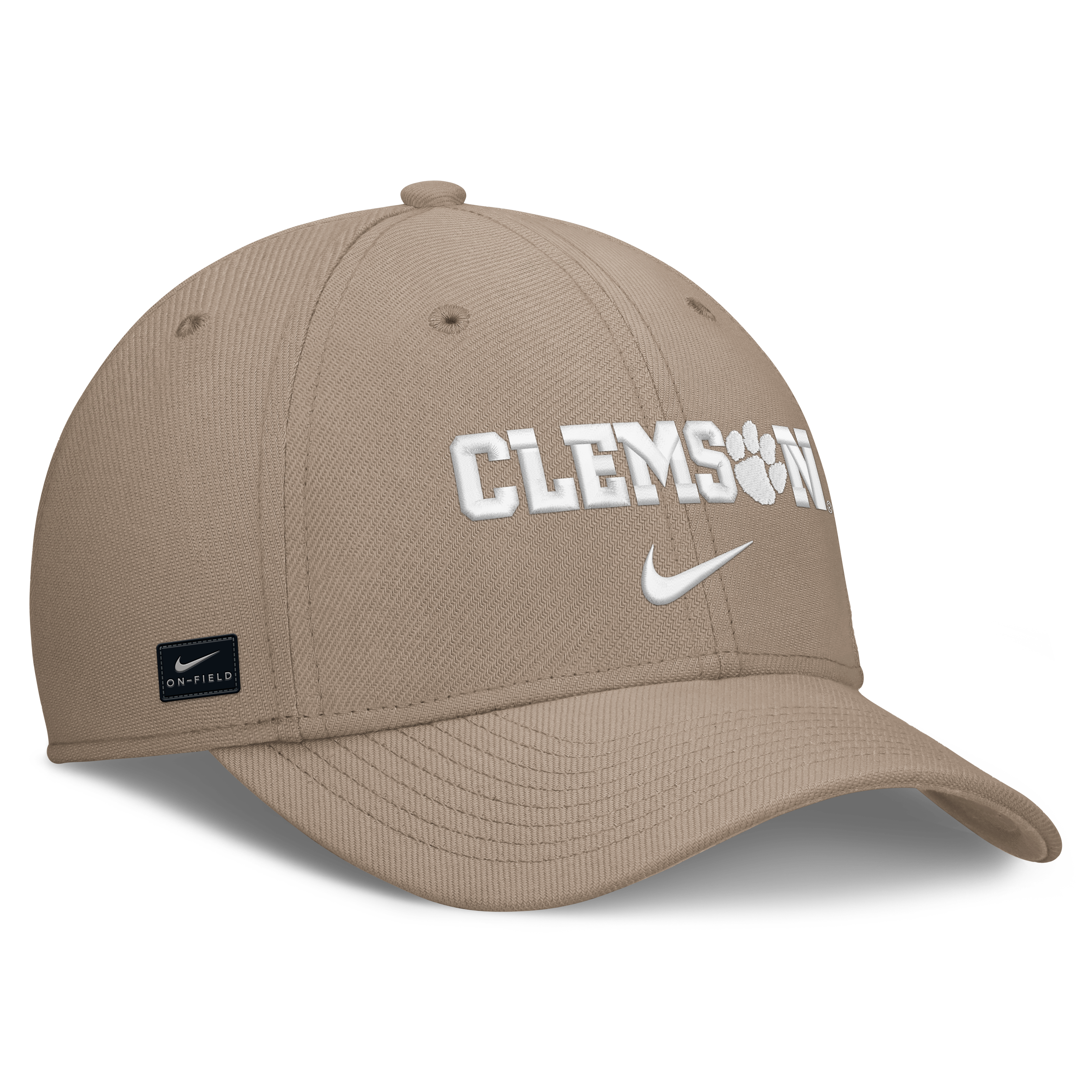 Casquette Nike kaki Clemson Tigers Rise On-Field SwooshFlex Dri-FIT Flex pour homme
