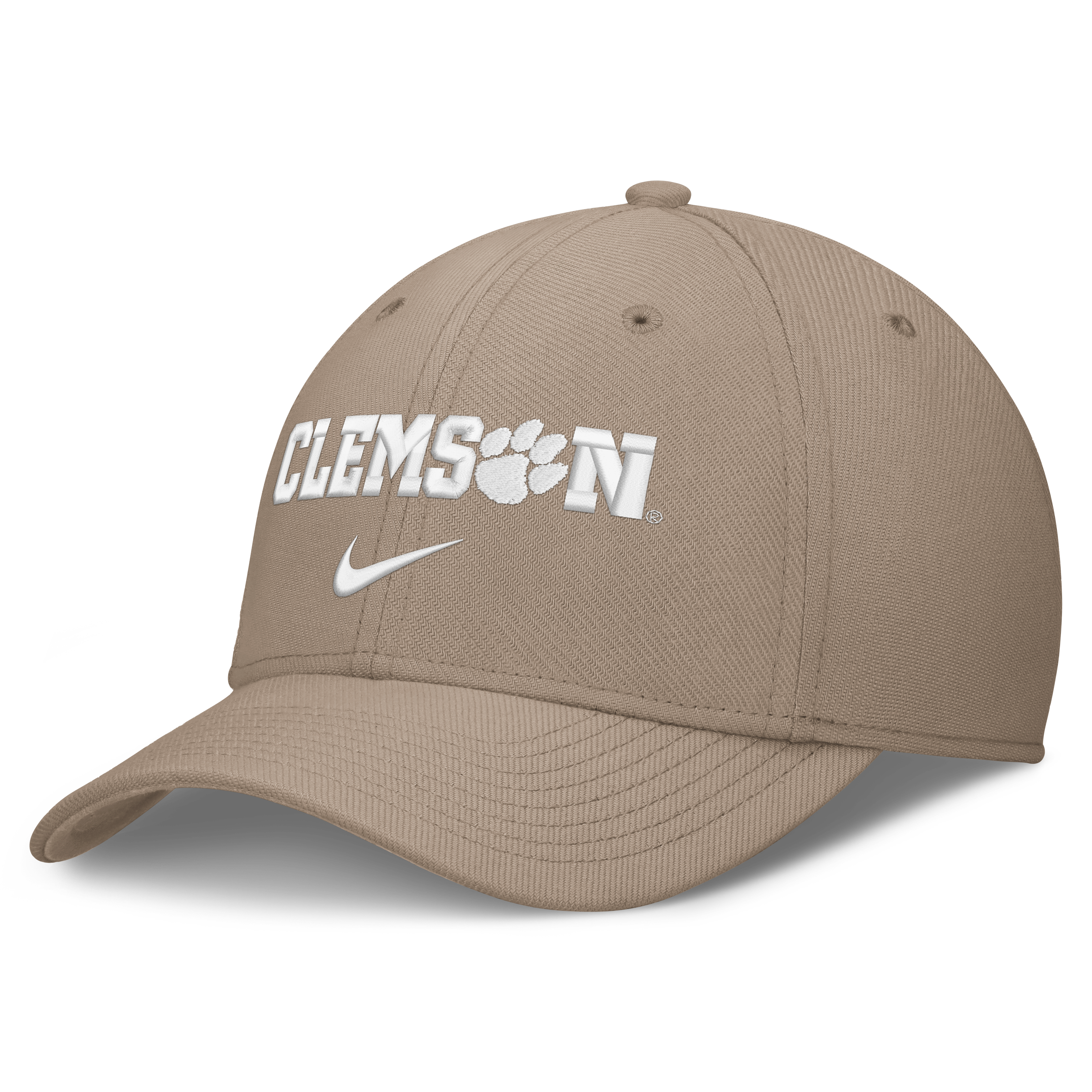 Men's Nike Khaki Clemson Tigers Rise On-Field SwooshFlex Dri-FIT Flex Hat