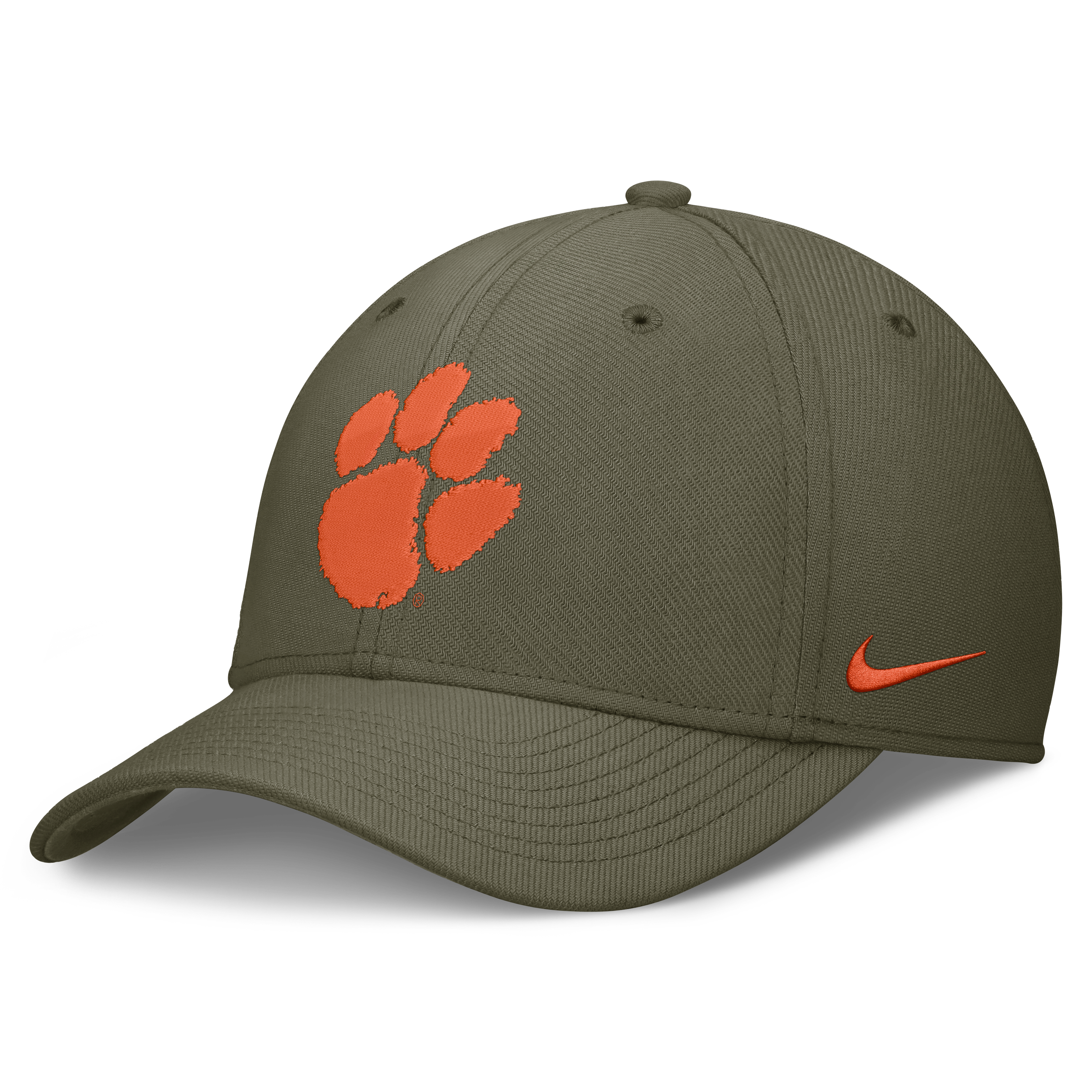 Casquette Nike Olive Clemson Tigers Primetime SwooshFlex Dri-FIT pour homme