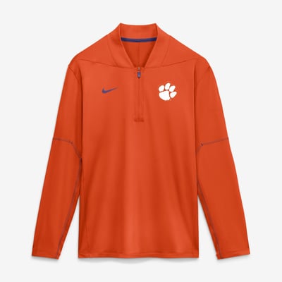 Pull-over Nike Sideline mi-lourd à demi-zip pour homme, collection 2026, Clemson Tigers - Orange