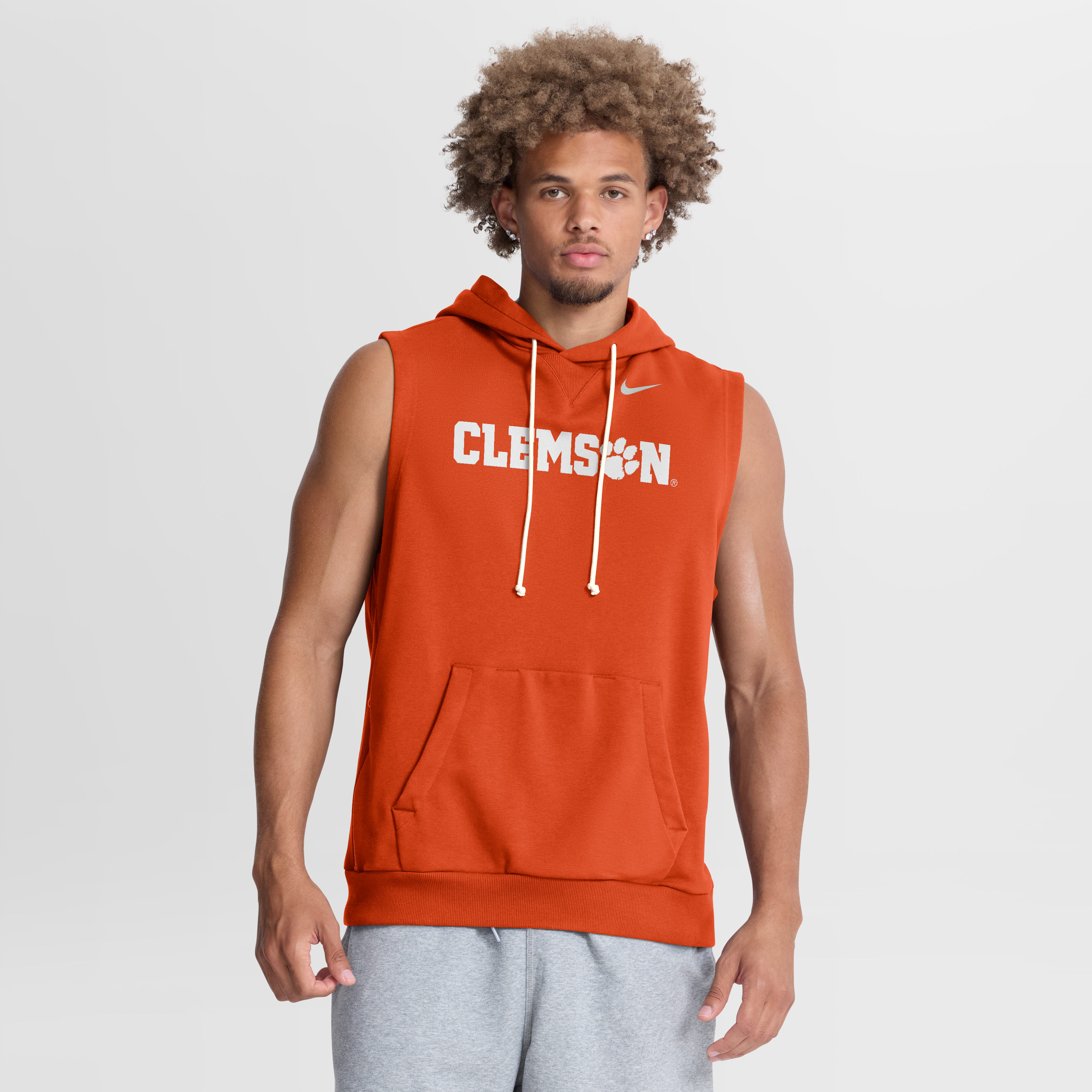 Men's Nike Orange Clemson Tigers 2026 Sideline Sleeveless Dri-FIT Hoodie