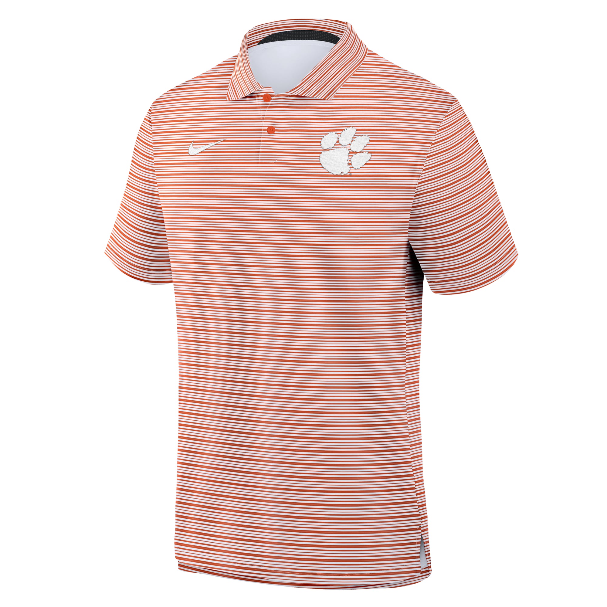 Polo rayé Nike Dri-FIT Primetime Vapor orange pour homme, Clemson Tigers.