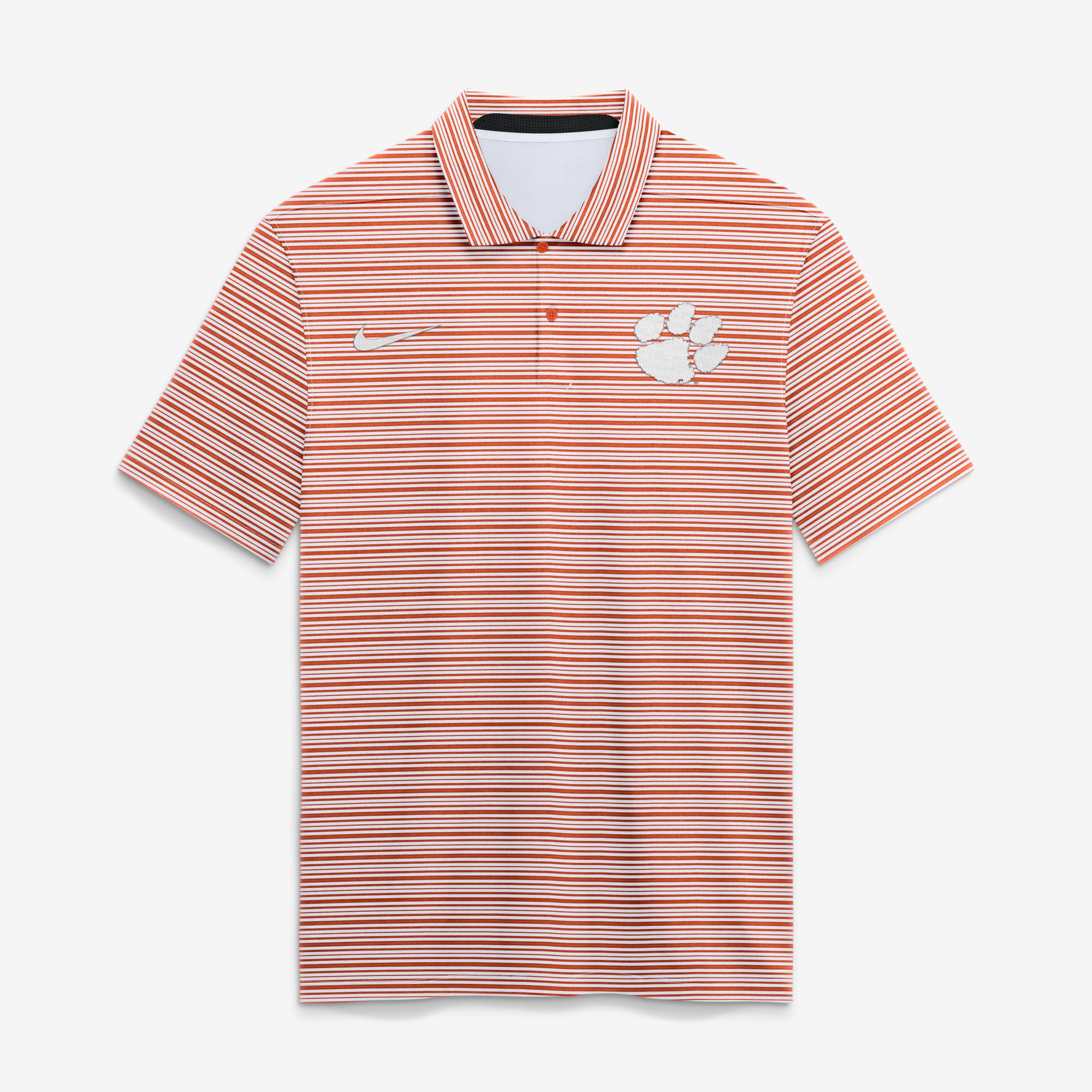 Polo rayé Nike Dri-FIT Primetime Vapor orange pour homme, Clemson Tigers.
