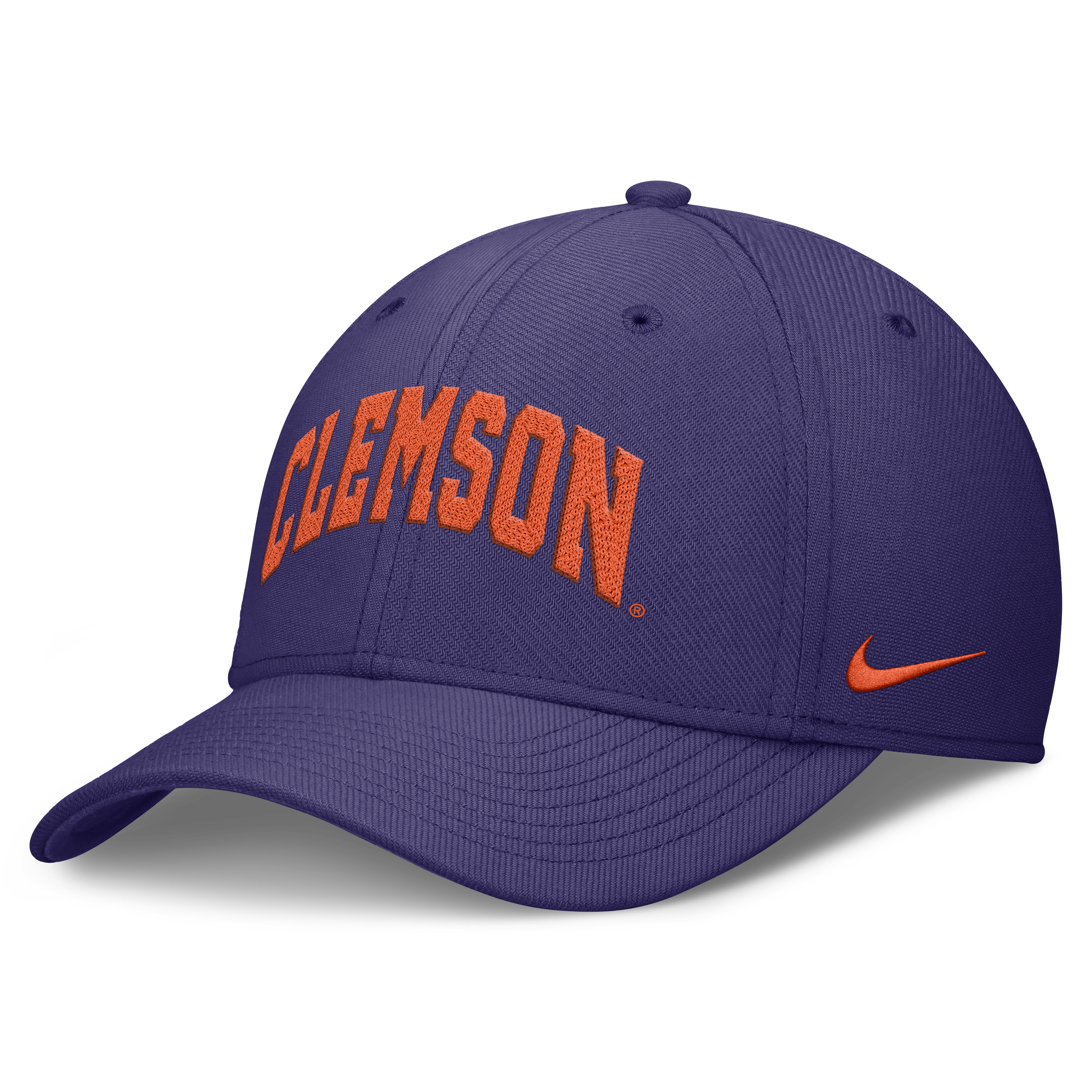 Casquette Nike violette Clemson Tigers Letter Rise SwooshFlex Dri-FIT pour homme