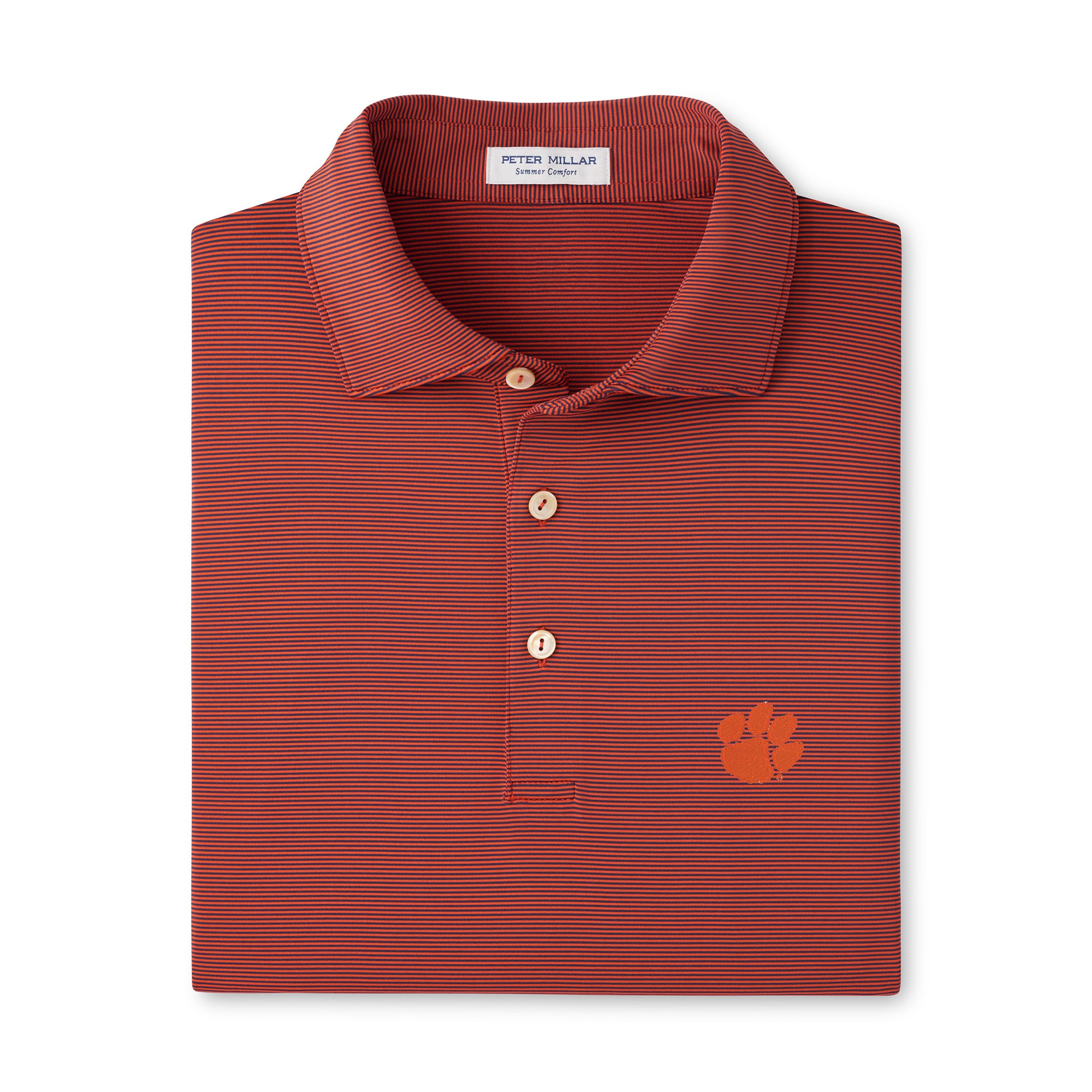 Men's Peter Millar Orange Clemson Tigers Jubilee Stripe Stretch Jersey Polo