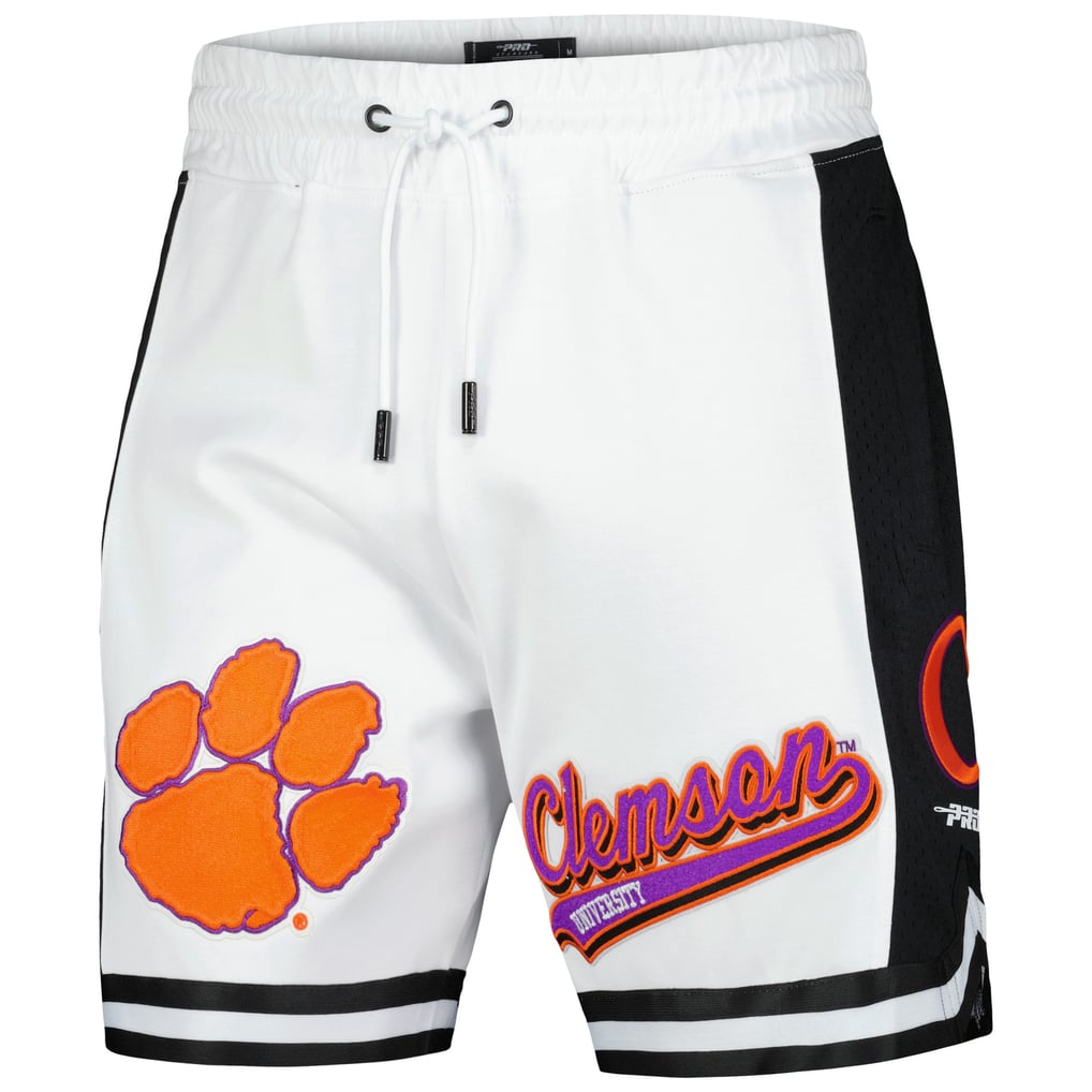 Clemson Baseball Script Men's Pro Standard White Clemson Tigers Script Tail DK 2.0 Shorts