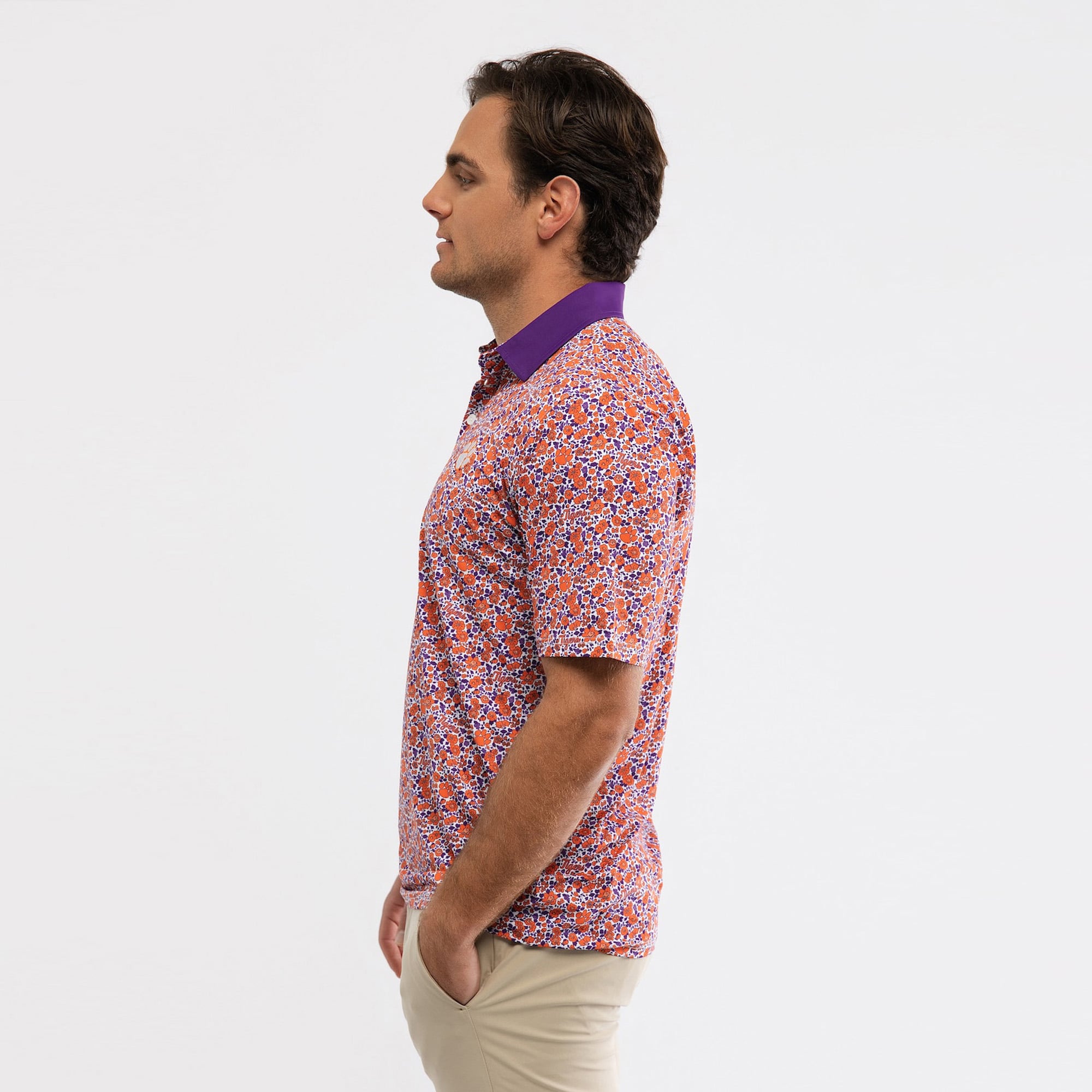Men's Smith & Quinn Orange Clemson Tigers Poppies Teddy Polo