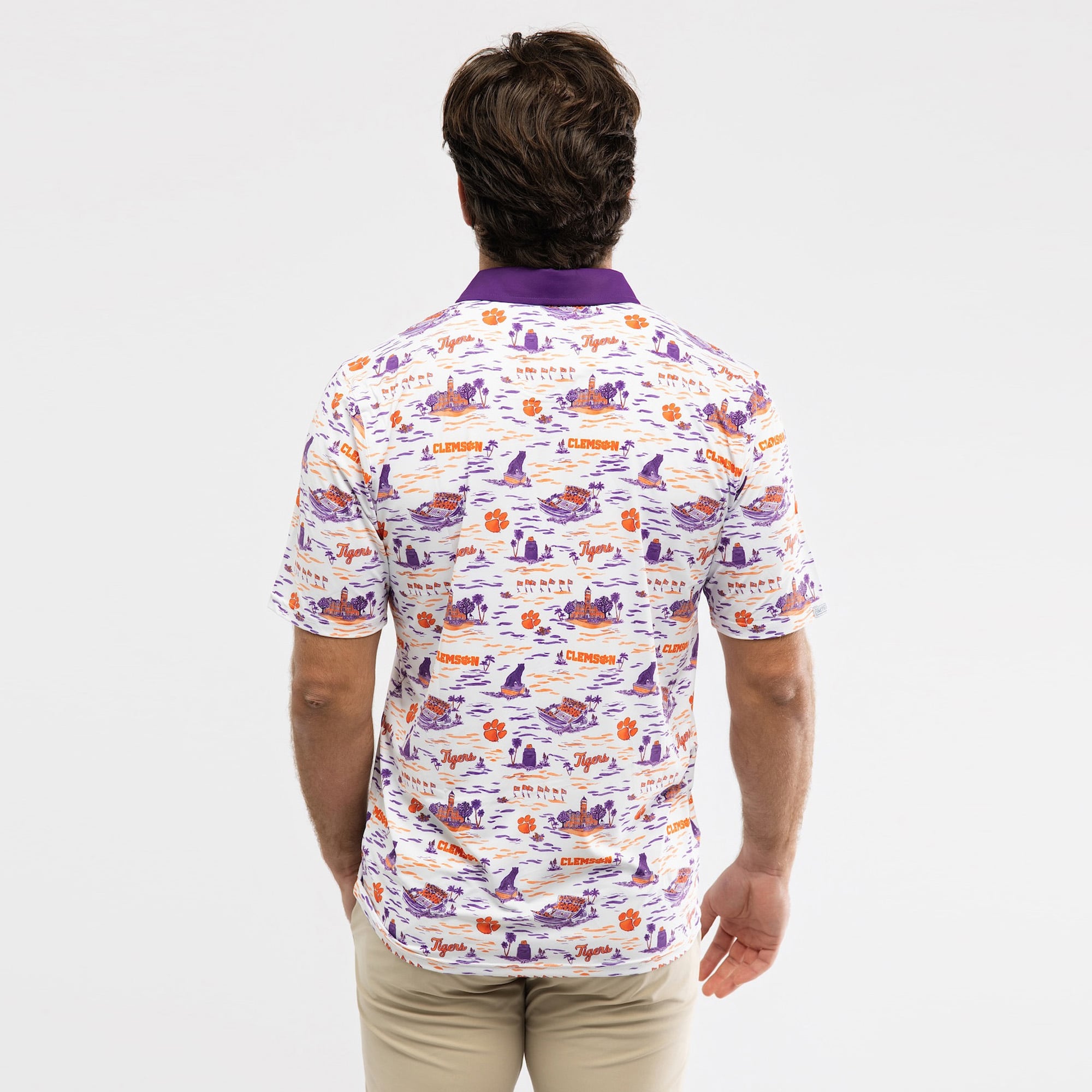 Men's Smith & Quinn White Clemson Tigers Toile Teddy Polo