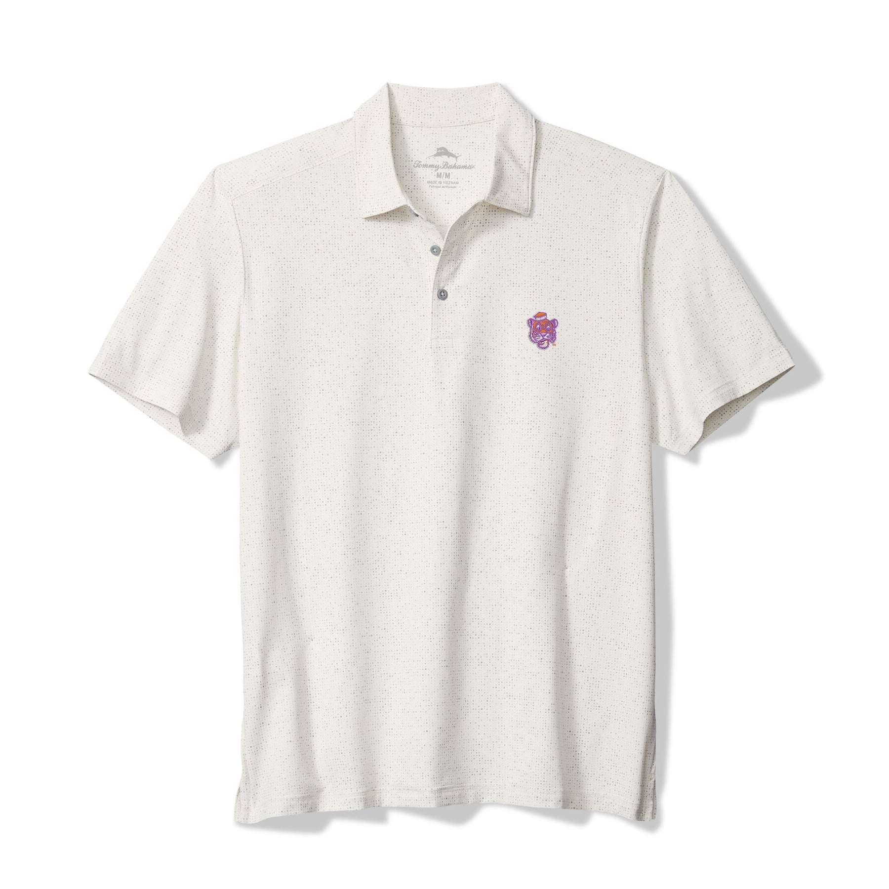 Polo Tommy Bahama blanc pour homme, modèle Palm Dunes IslandZone, Clemson Tigers