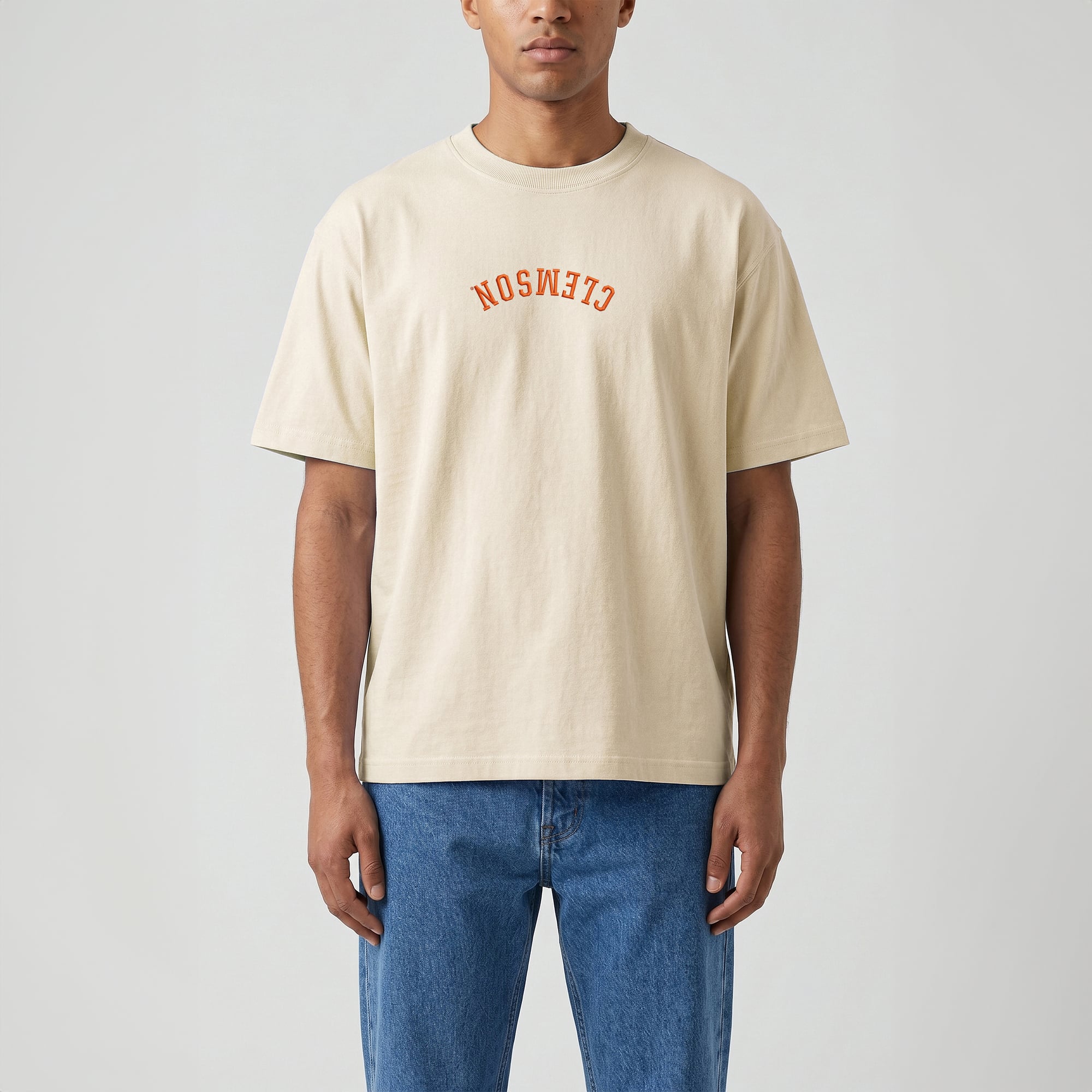 T-shirt vintage épais crème Uscape Apparel Clemson Tigers brodé à l'envers