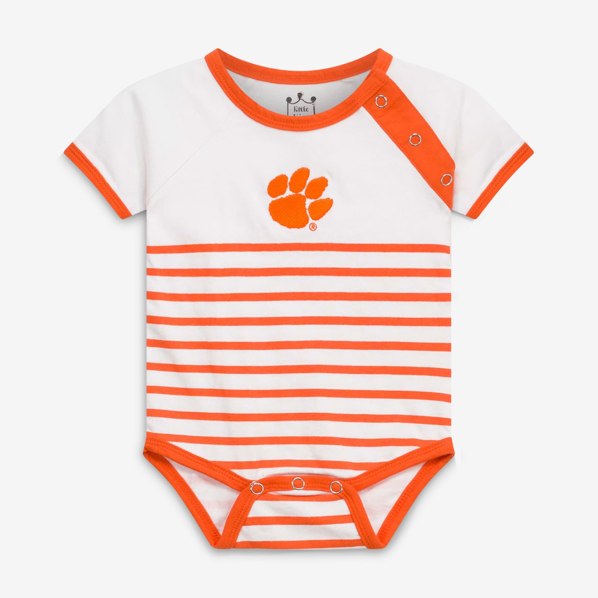 Body bébé Little King orange et blanc à boutons-pression sur les épaules, motif tigres de Clemson