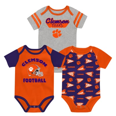  Clemson Tigers Outerstuff Newborn Star Player Three-Piece Bodysuit Set - Orange
