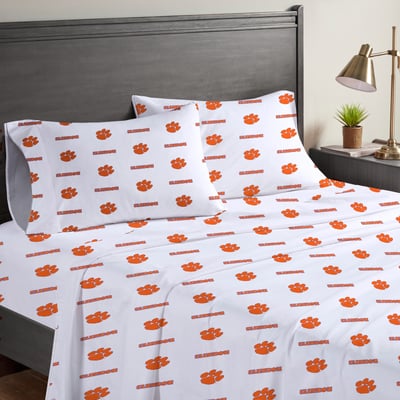 Clemson Tigers Pegasus Four-Piece Full Sheet Set