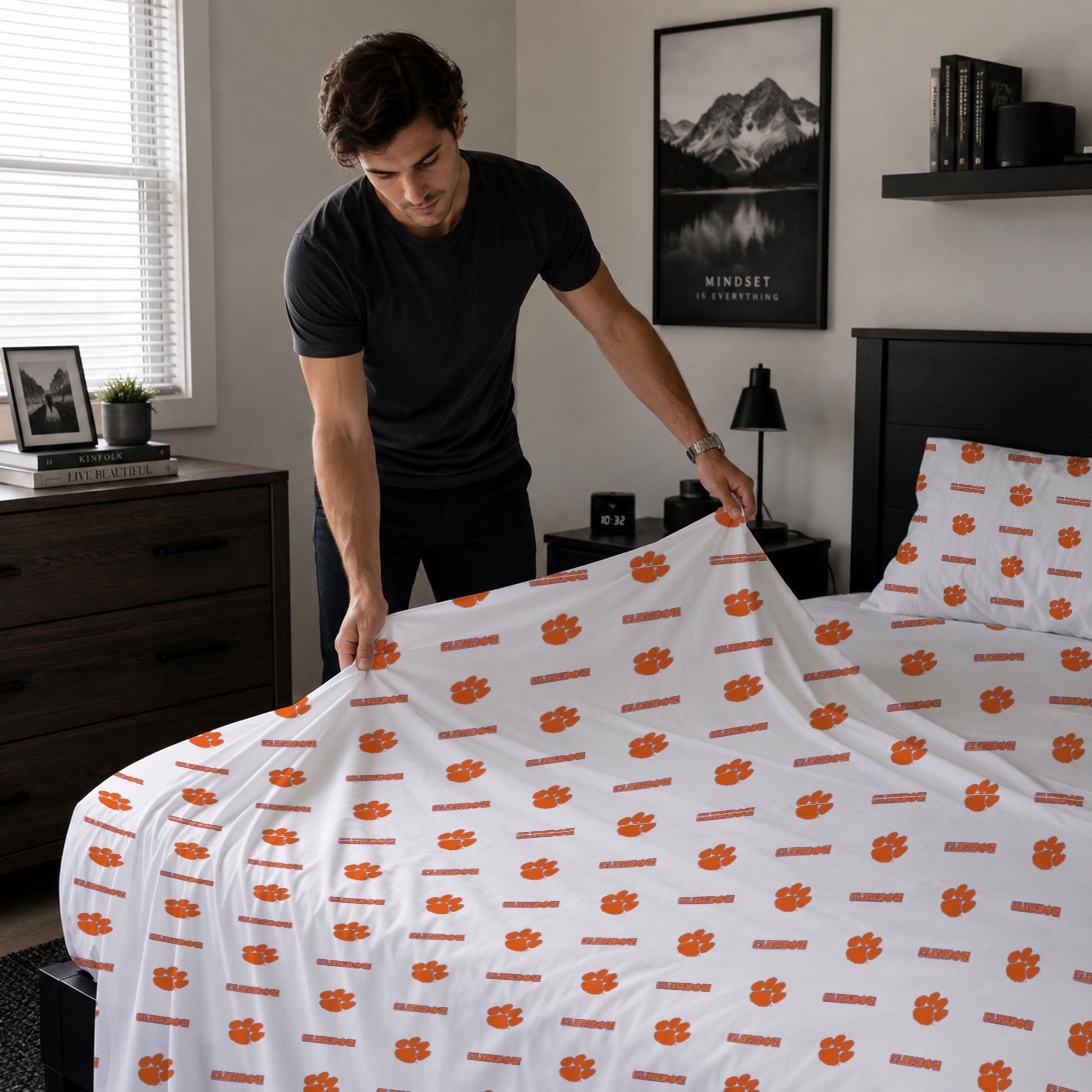 Ensemble de draps quatre pièces Pegasus Clemson Tigers pour lit queen