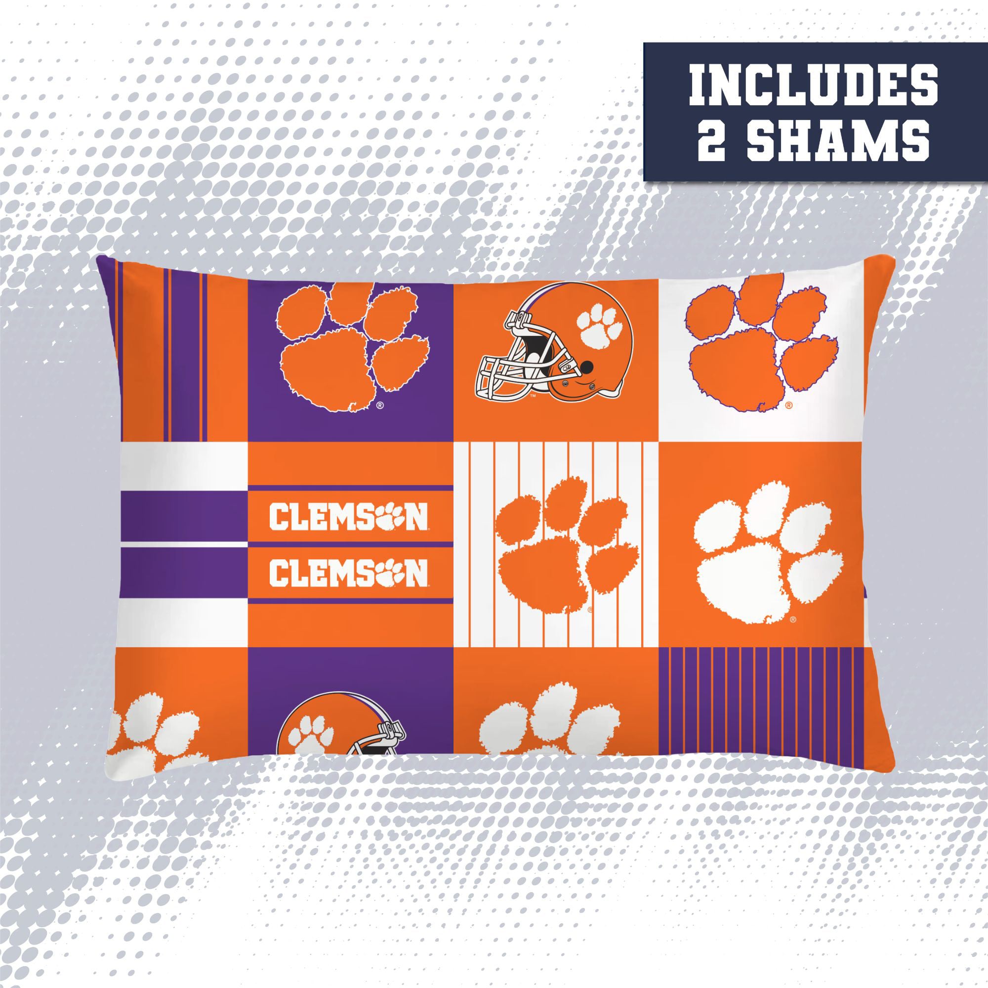 Ensemble de literie trois pièces à carreaux patchwork Pegasus Clemson Tigers (grand lit/queen)
