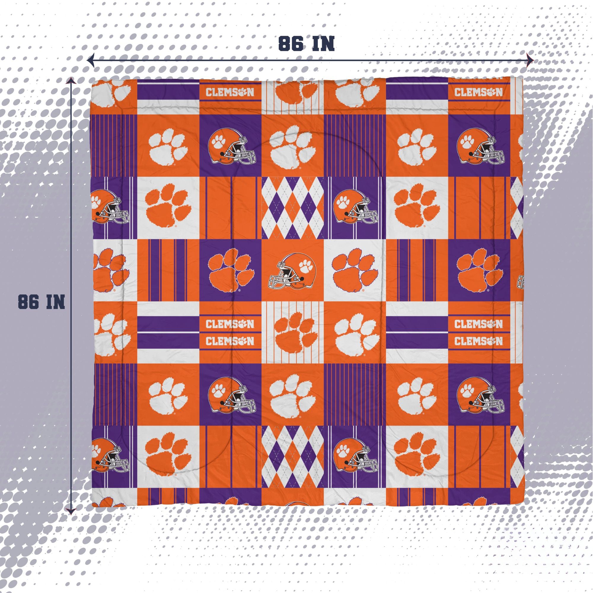 Ensemble de literie trois pièces à carreaux patchwork Pegasus Clemson Tigers (grand lit/queen)