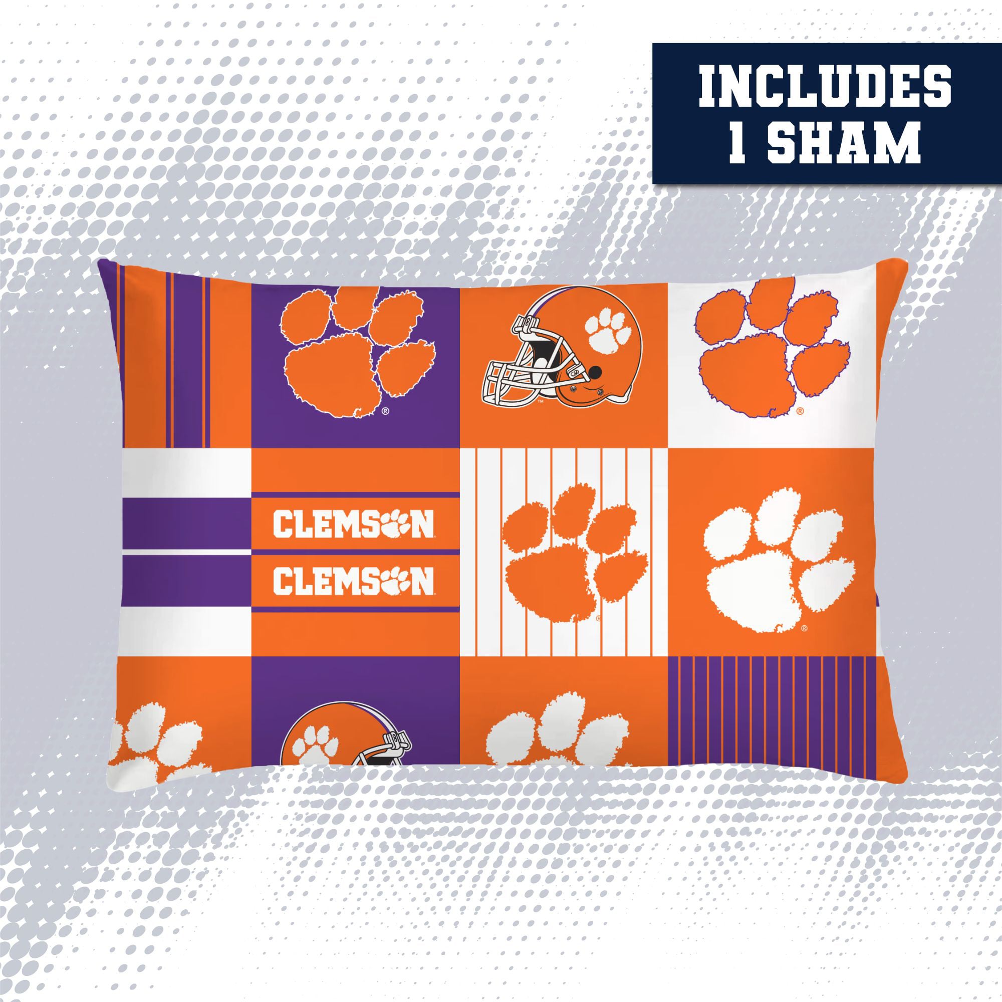 Ensemble de literie deux pièces Pegasus Clemson Tigers Patchwork Plaid pour lit simple/simple XL