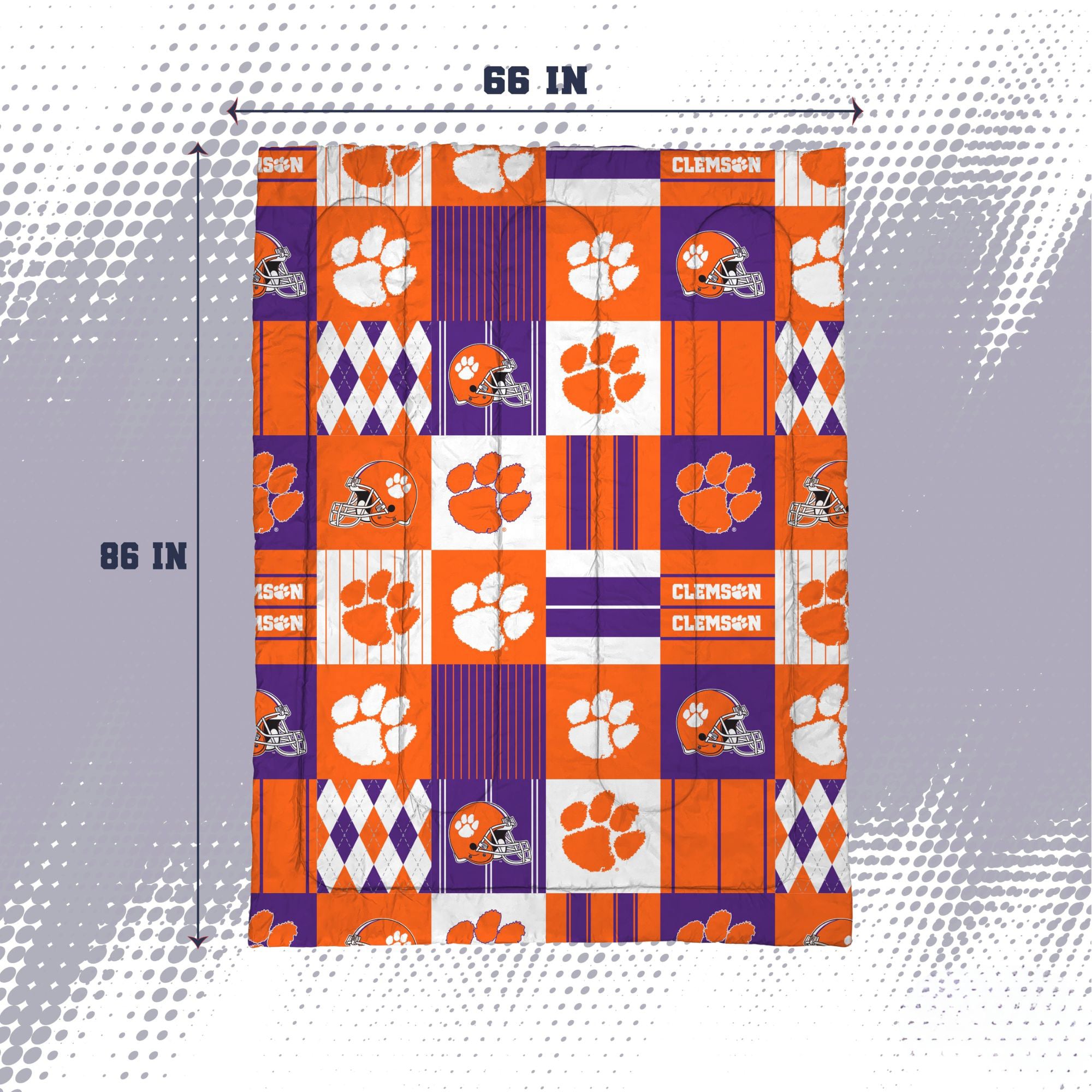 Ensemble de literie deux pièces Pegasus Clemson Tigers Patchwork Plaid pour lit simple/simple XL