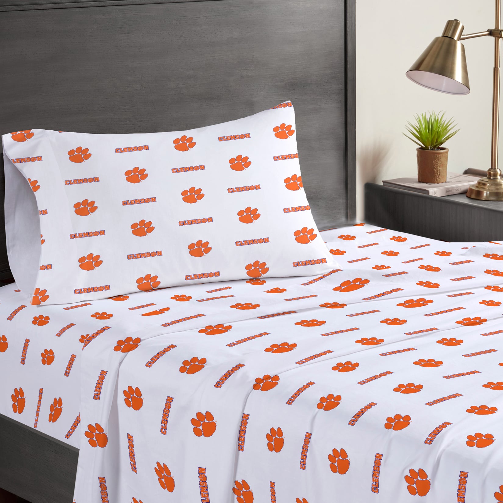 Ensemble de draps trois pièces Pegasus Clemson Tigers pour lit simple