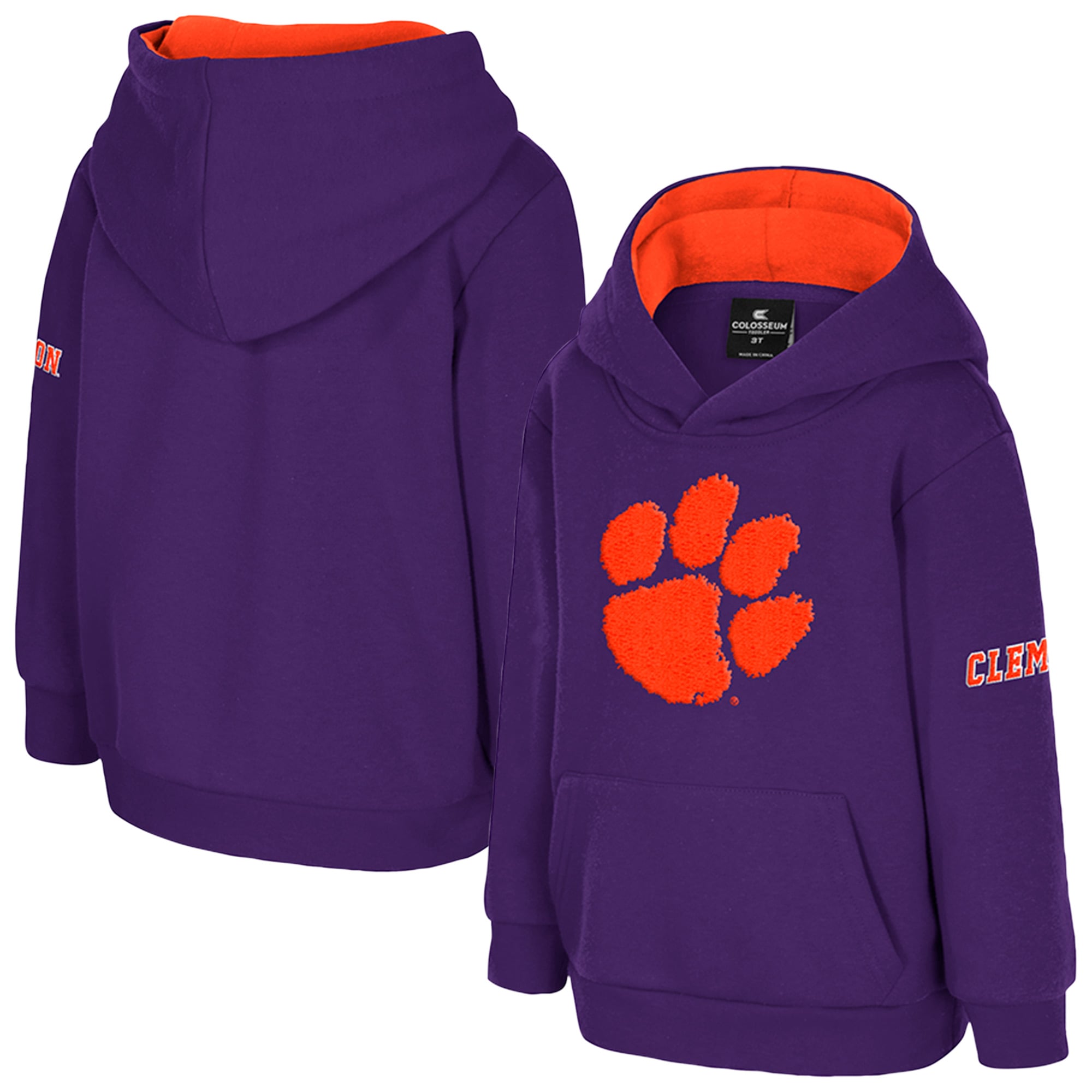 Toddler Colosseum Purple Clemson Tigers Big Logo Fleece Pullover Hoodie
