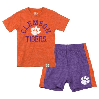 Ensemble t-shirt et short pour tout-petit Clemson Tigers Wes & Willy Cloudy Yarn - Orange