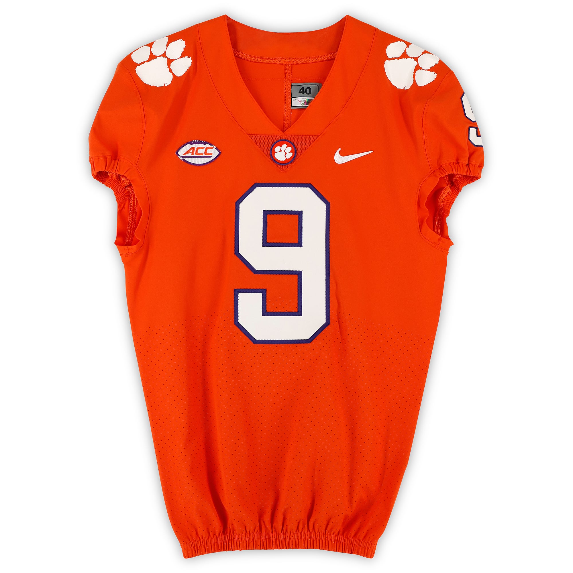 Maillot orange n° 9, autographié par Travis Etienne Jr, des Clemson Tigers, saison 2019 de football universitaire NCAA - Taille 40
