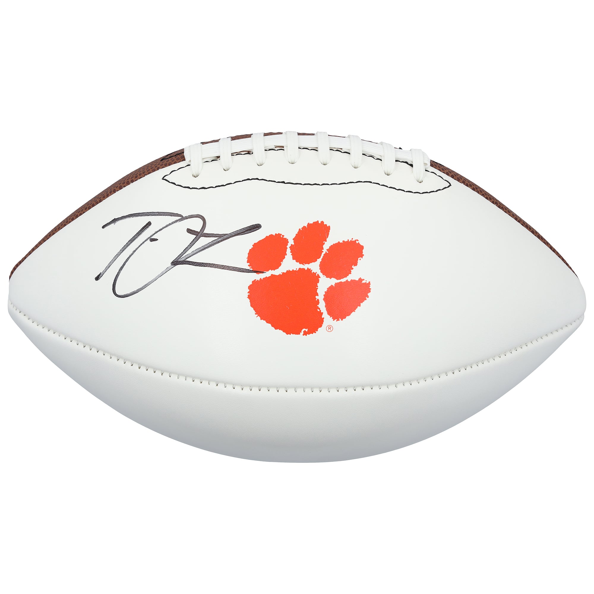 Ballon de football américain Nike à panneau blanc autographié par Trevor Lawrence des Clemson Tigers