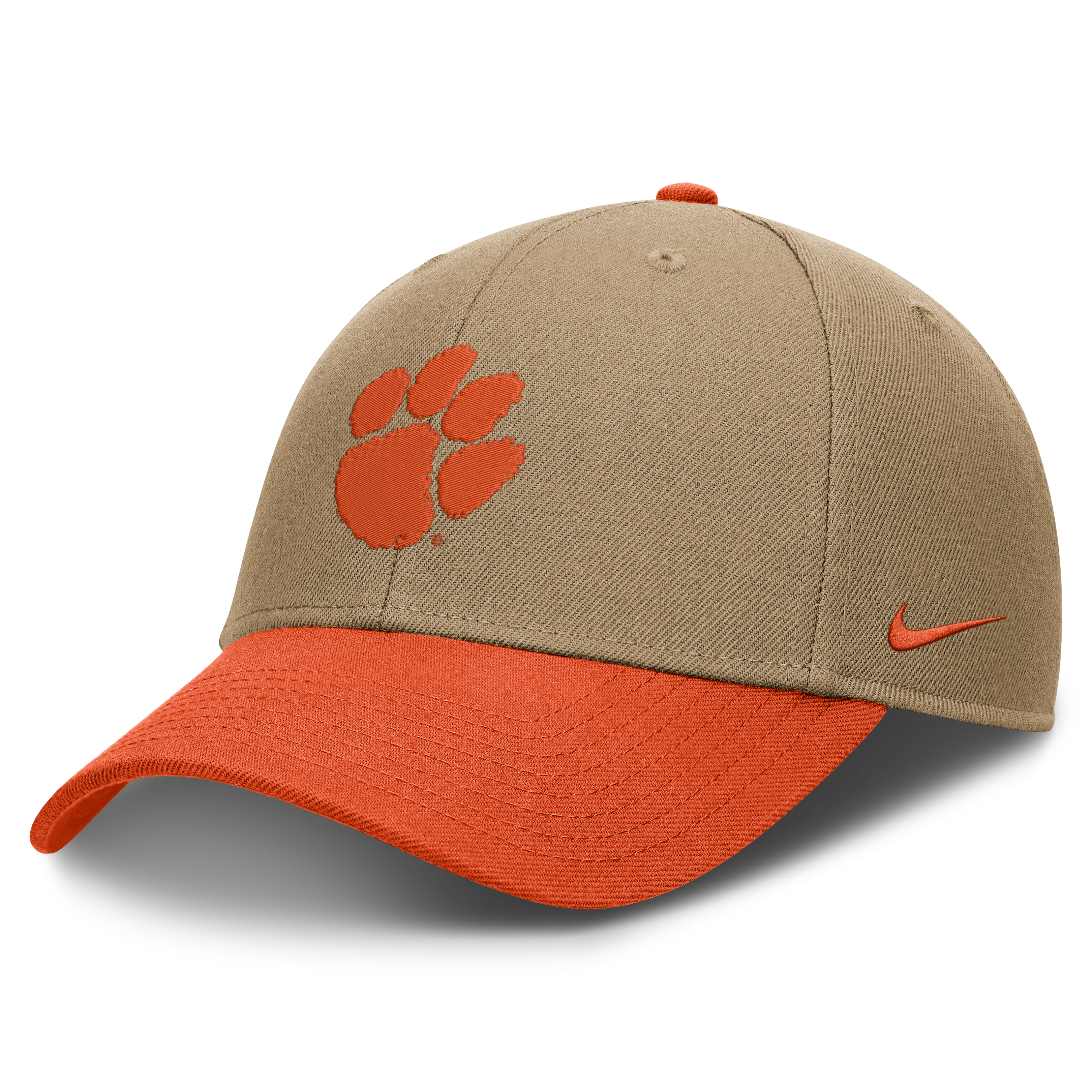Casquette unisexe Nike beige/orange Clemson Tigers Primetime Rise Dri-FIT ajustable