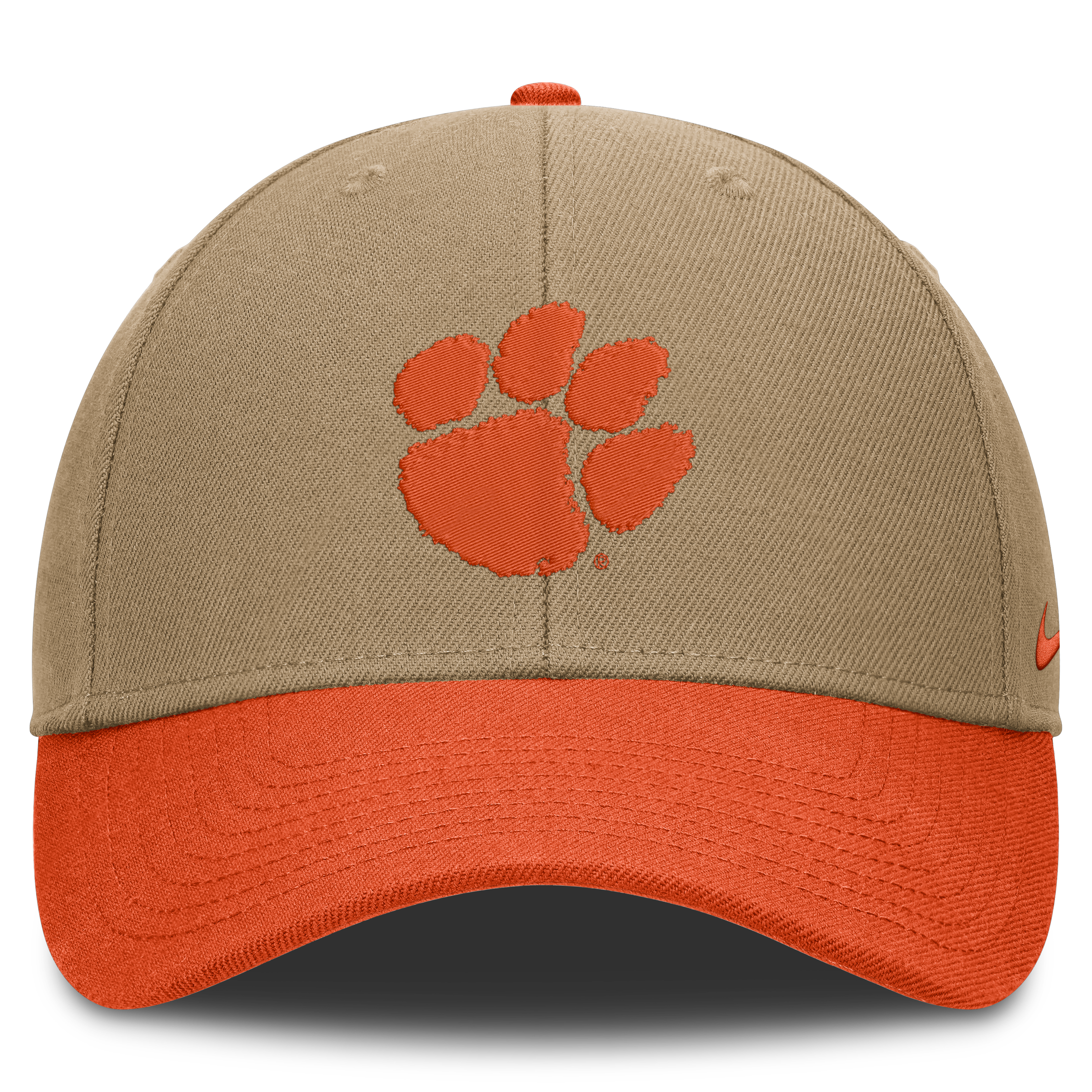 Casquette unisexe Nike beige/orange Clemson Tigers Primetime Rise Dri-FIT ajustable