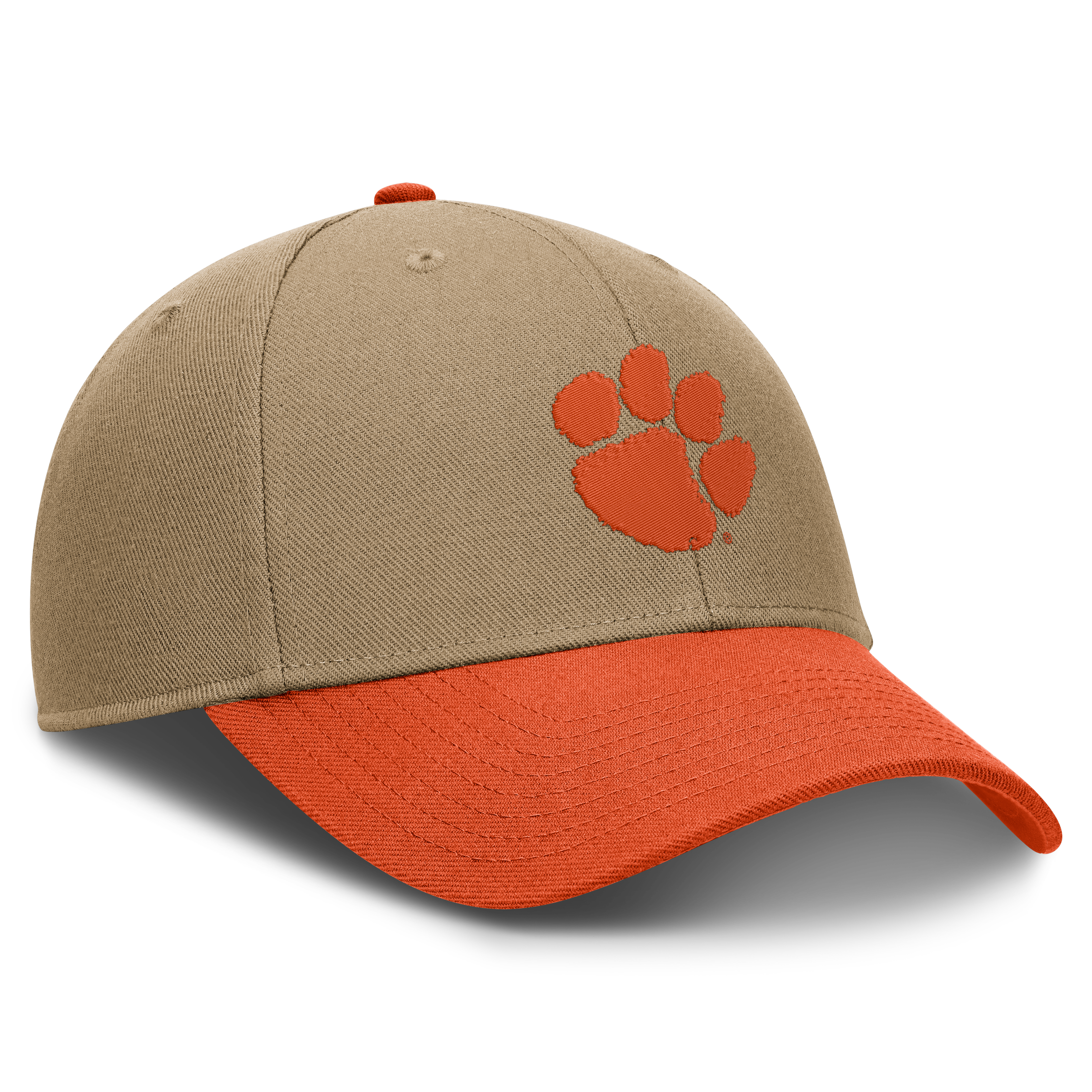 Casquette unisexe Nike beige/orange Clemson Tigers Primetime Rise Dri-FIT ajustable